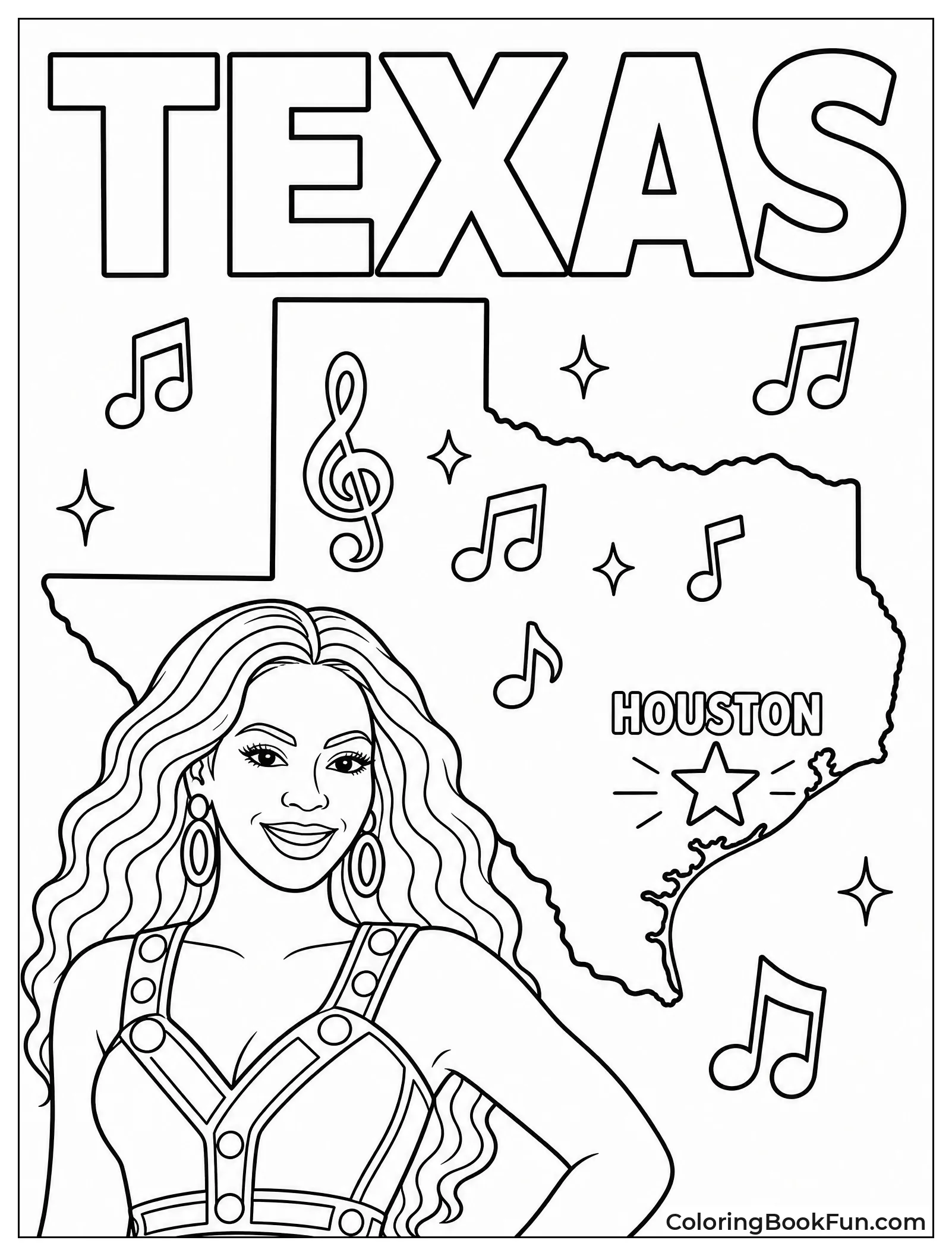 Map of Houston with Music Symbols