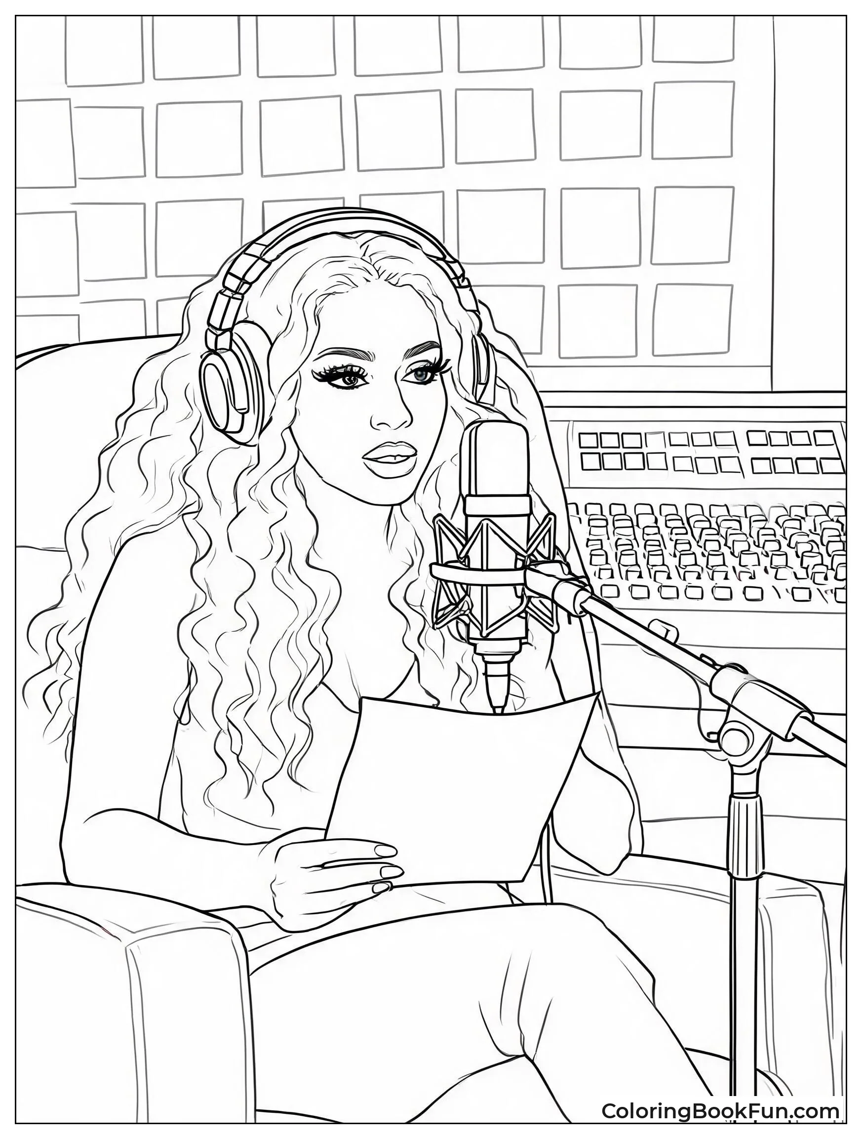 Beyoncé Recording in a Music Studio