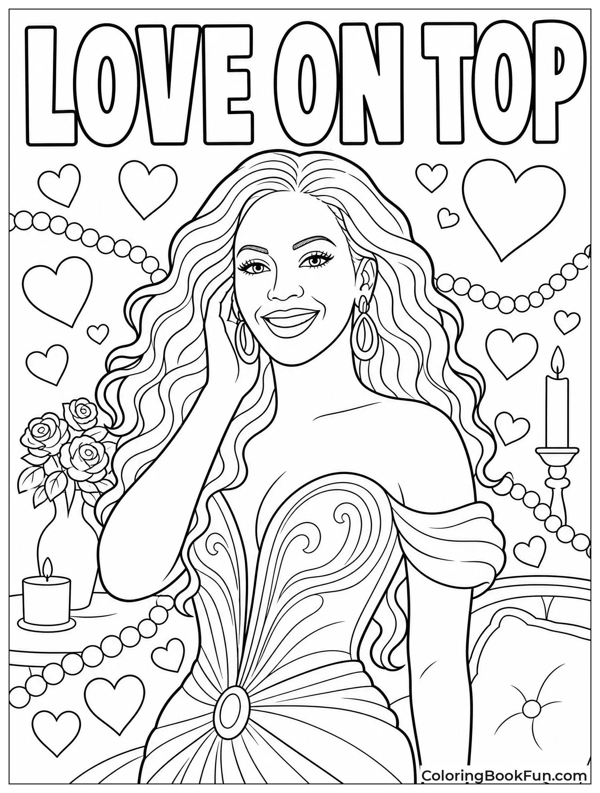 Beyoncé Surrounded by Floating Hearts