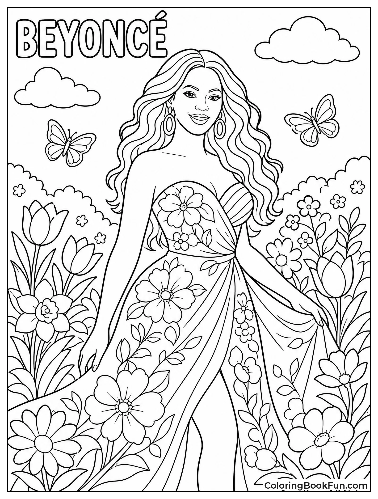 Beyoncé in a Flowing Floral Gown