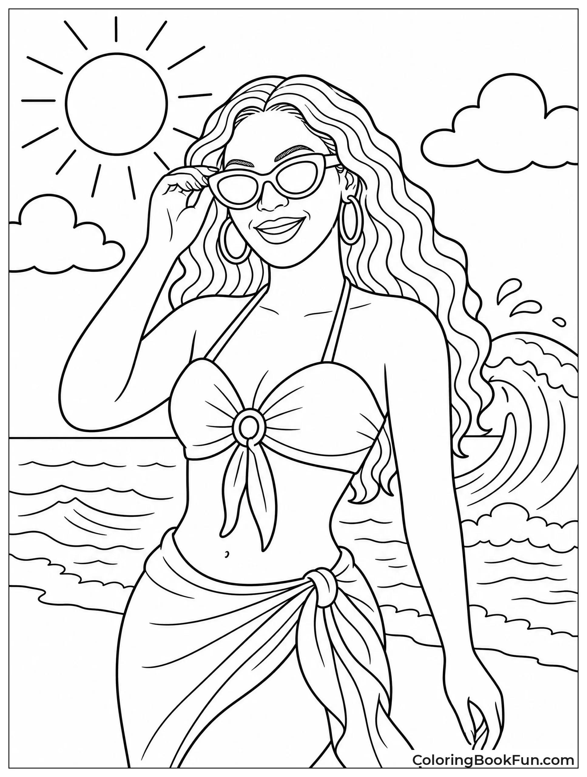 Beyoncé at the Beach with Sunglasses