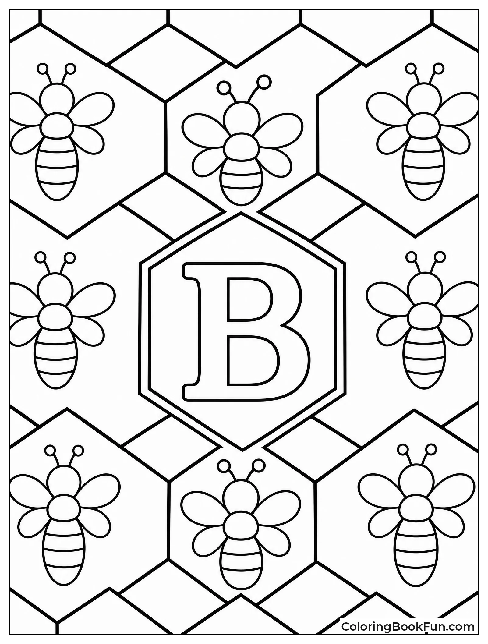 Honeycomb Pattern with Tiny Bees