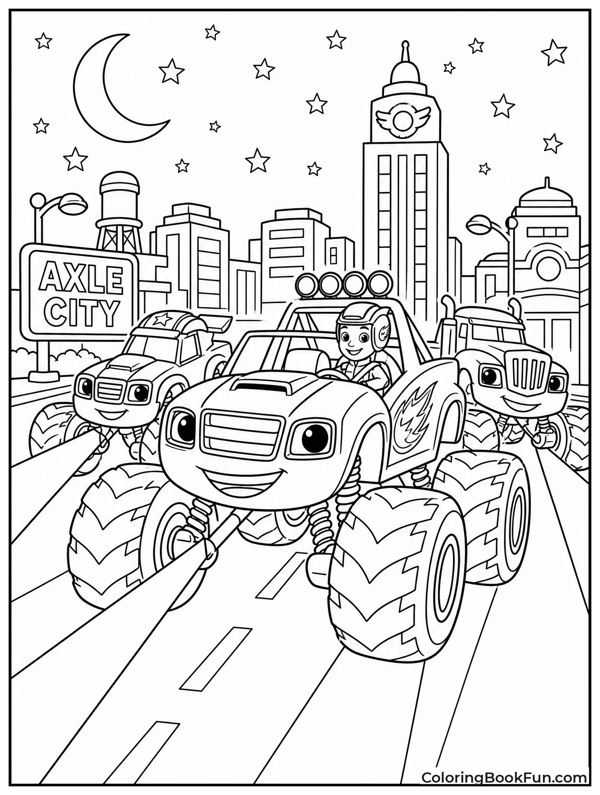 Trucks Patrol Axle City at Night