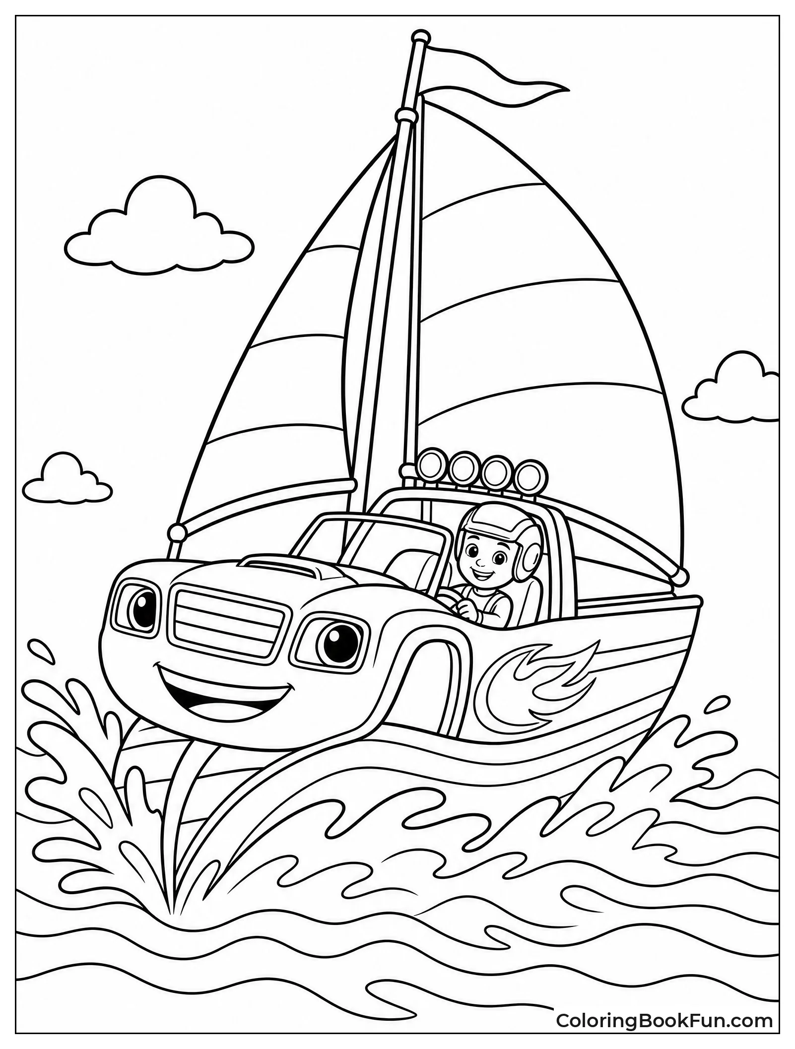 Blaze Sails Boat across Big Waves