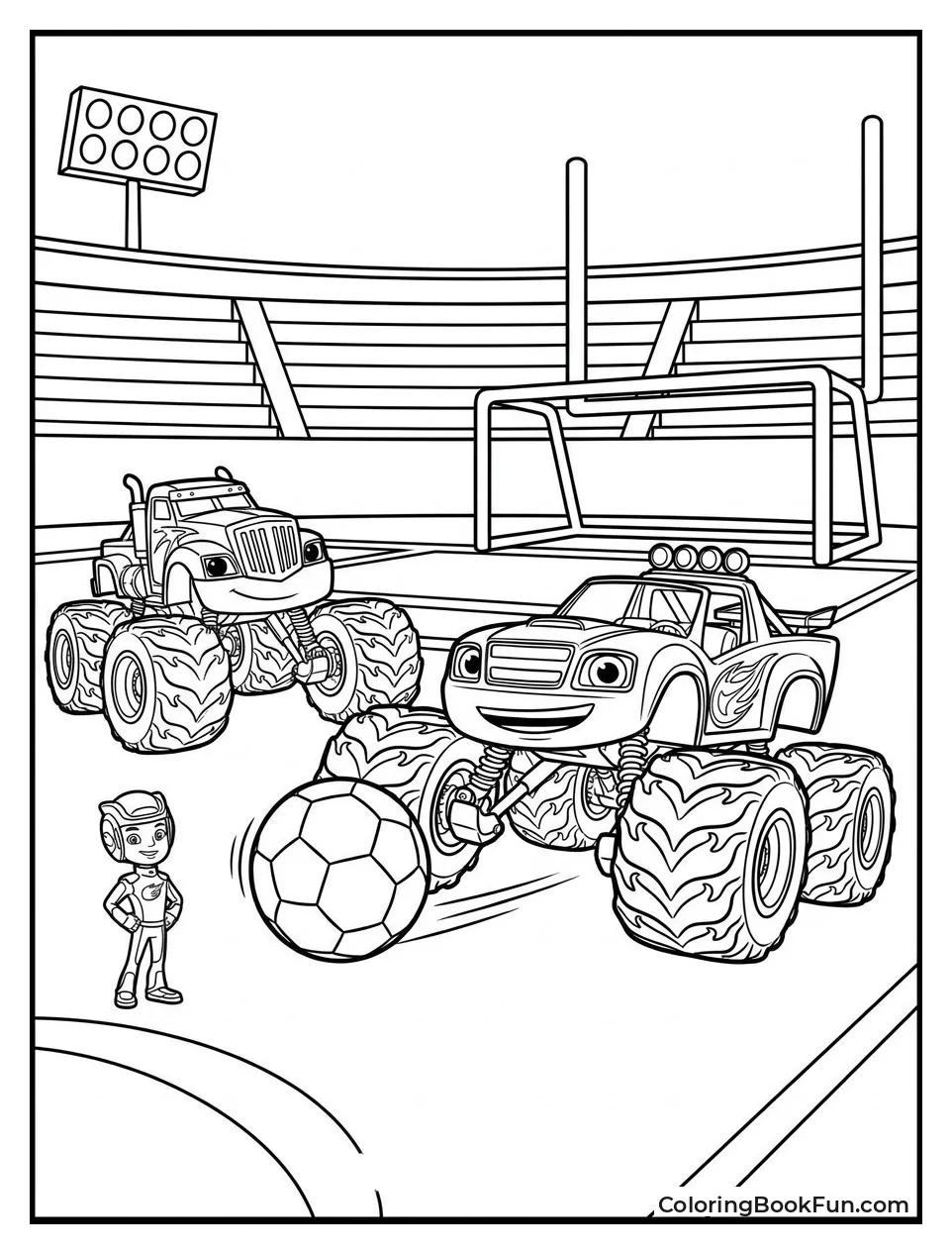 Trucks Play Soccer with Giant Ball