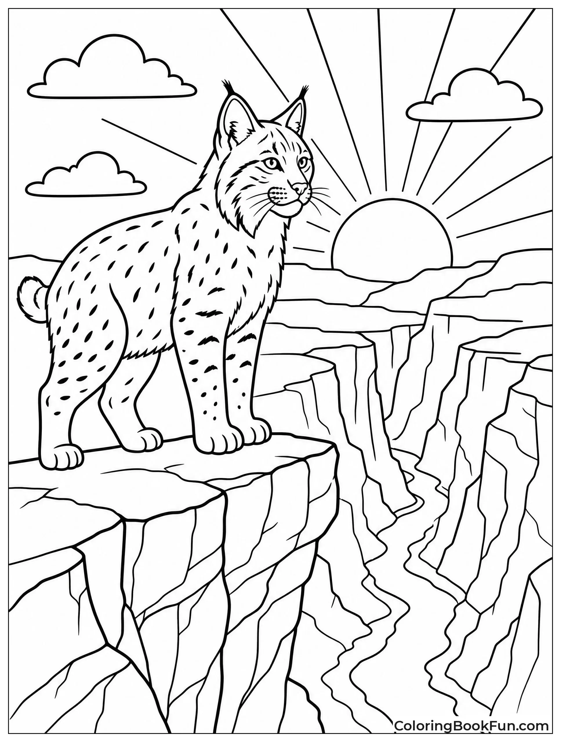 Bobcat Standing at Canyon Edge