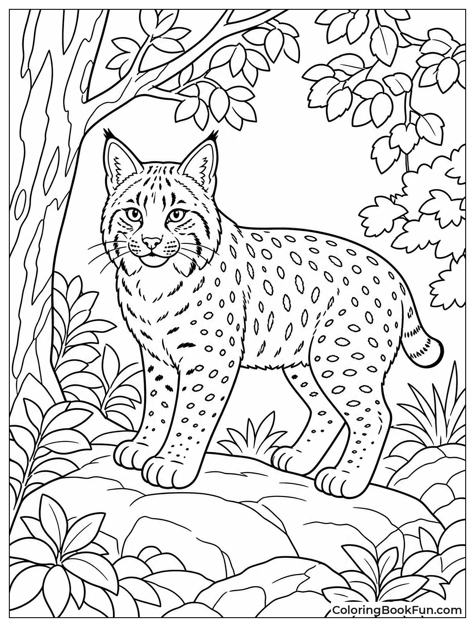 Bobcat Blending into Forest