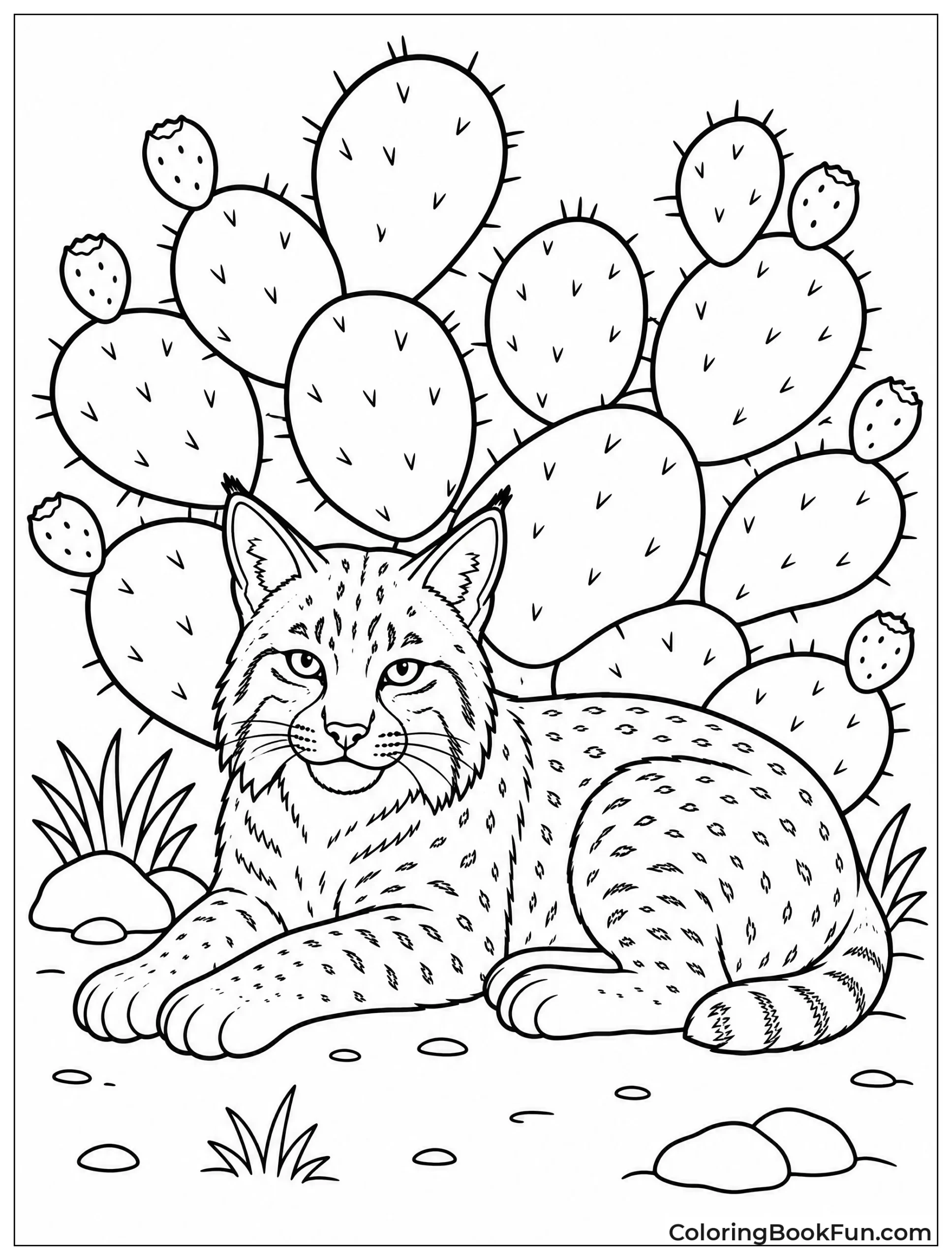 Bobcat Resting by Prickly Pear