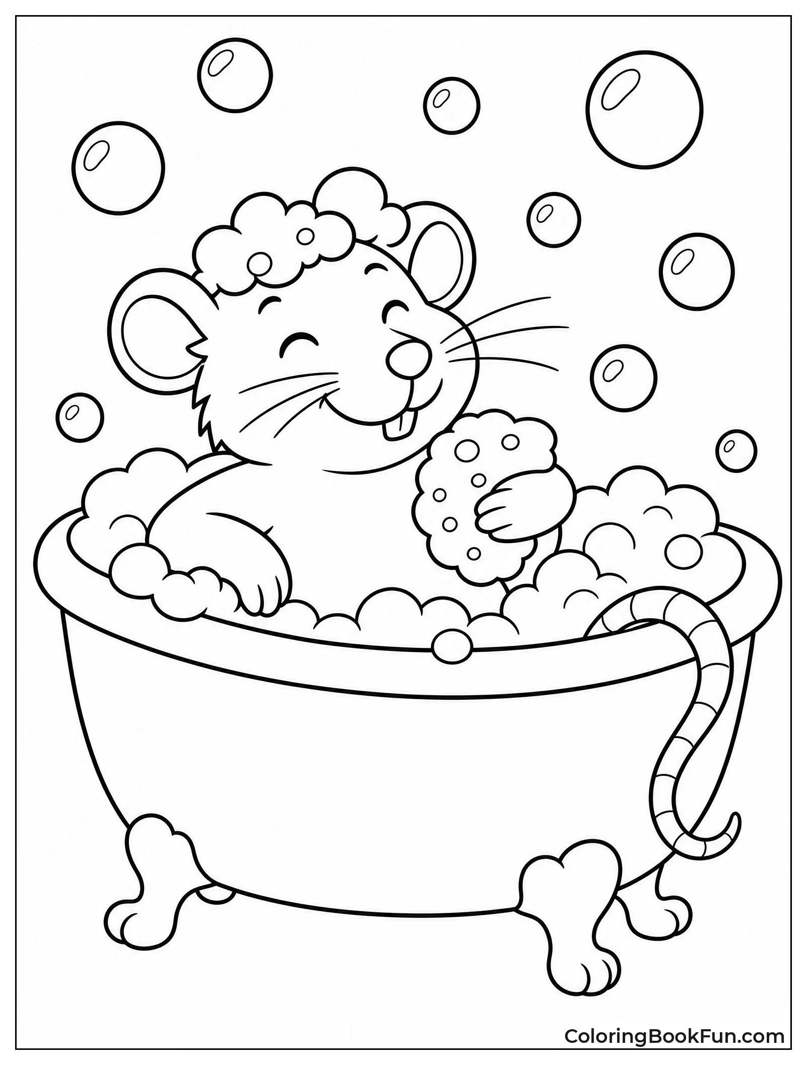 Rat Enjoying a Bubble Bath