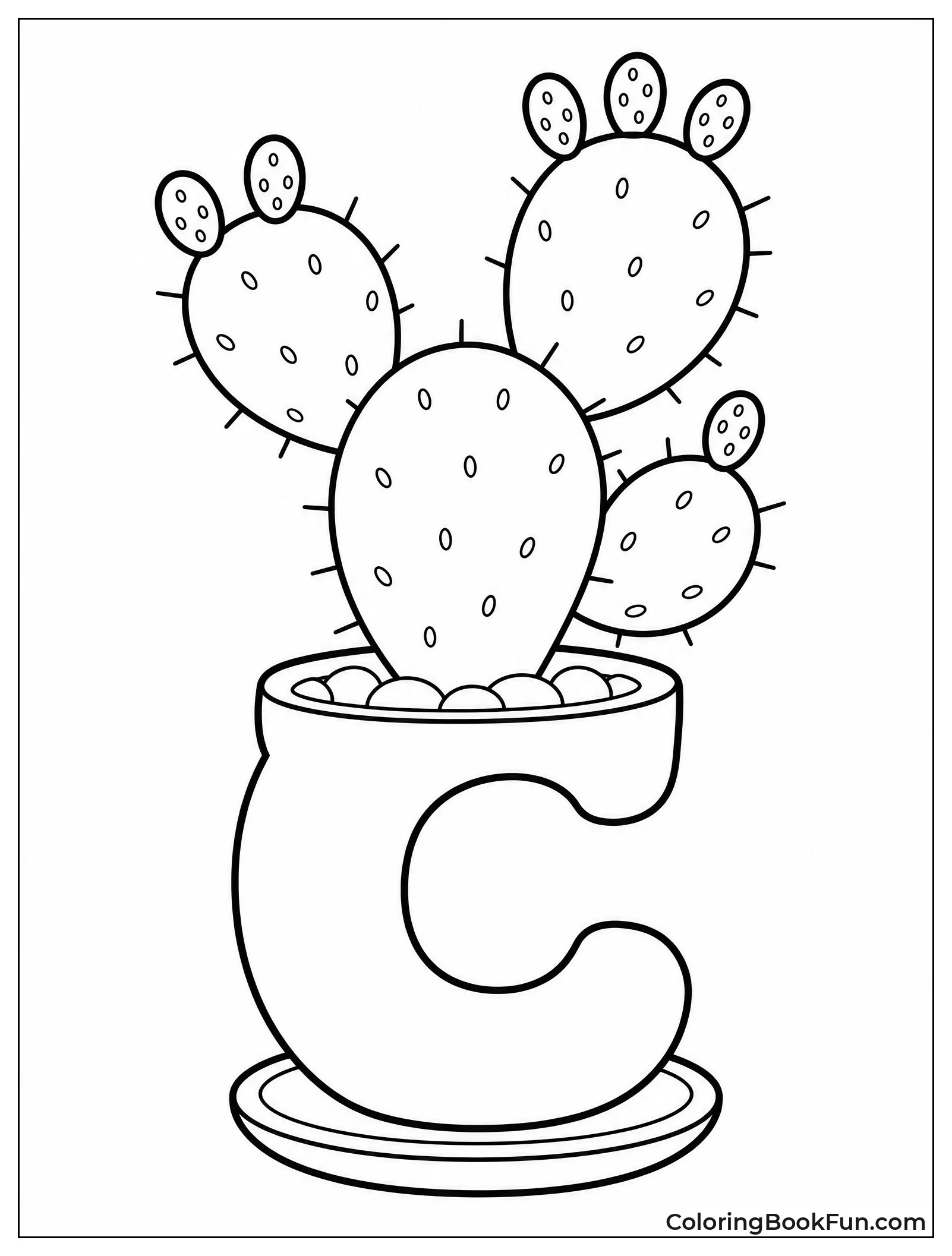 Cactus Grows in C Shaped Pot