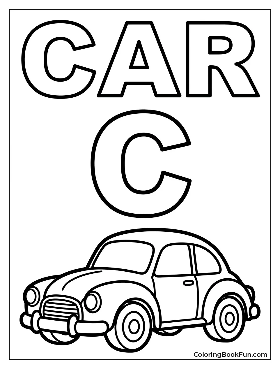 Flashcard with C and Toy Car