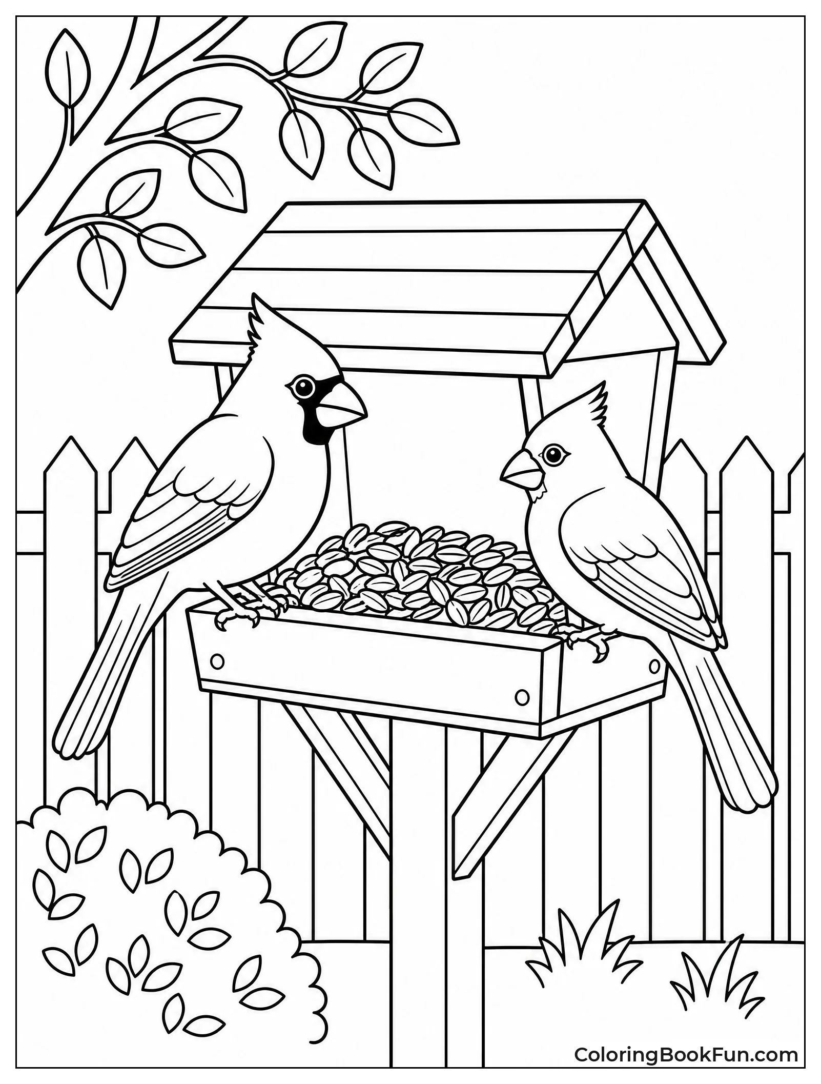 Cardinals Eating at a Bird Feeder