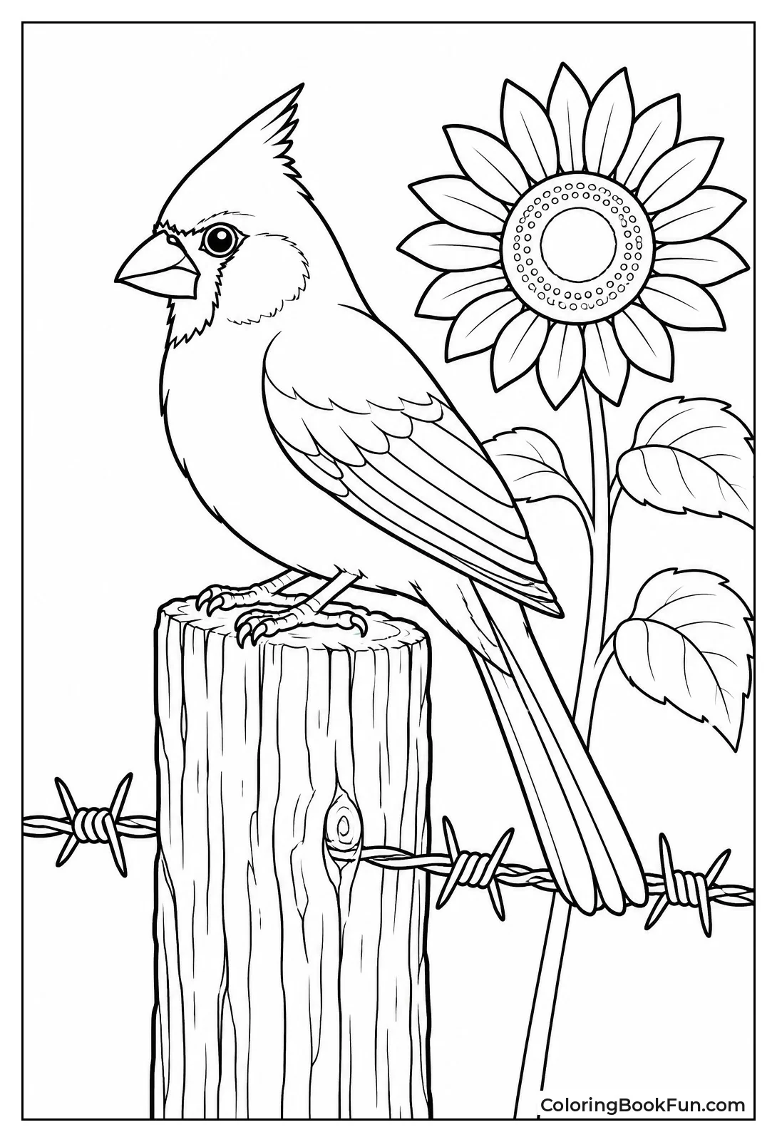 Cardinal Perched on Old Wooden Fence