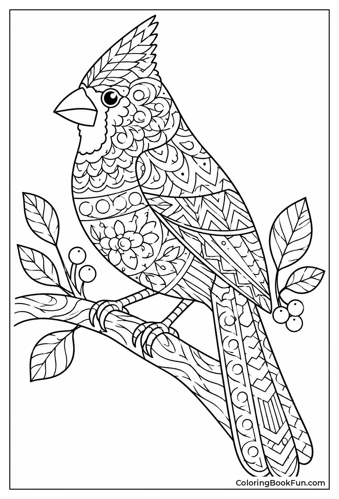 Cardinal Filled with Zentangle Patterns