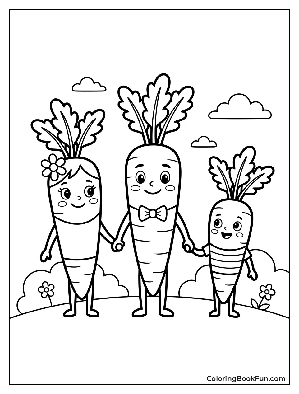Carrot Family Standing in Row