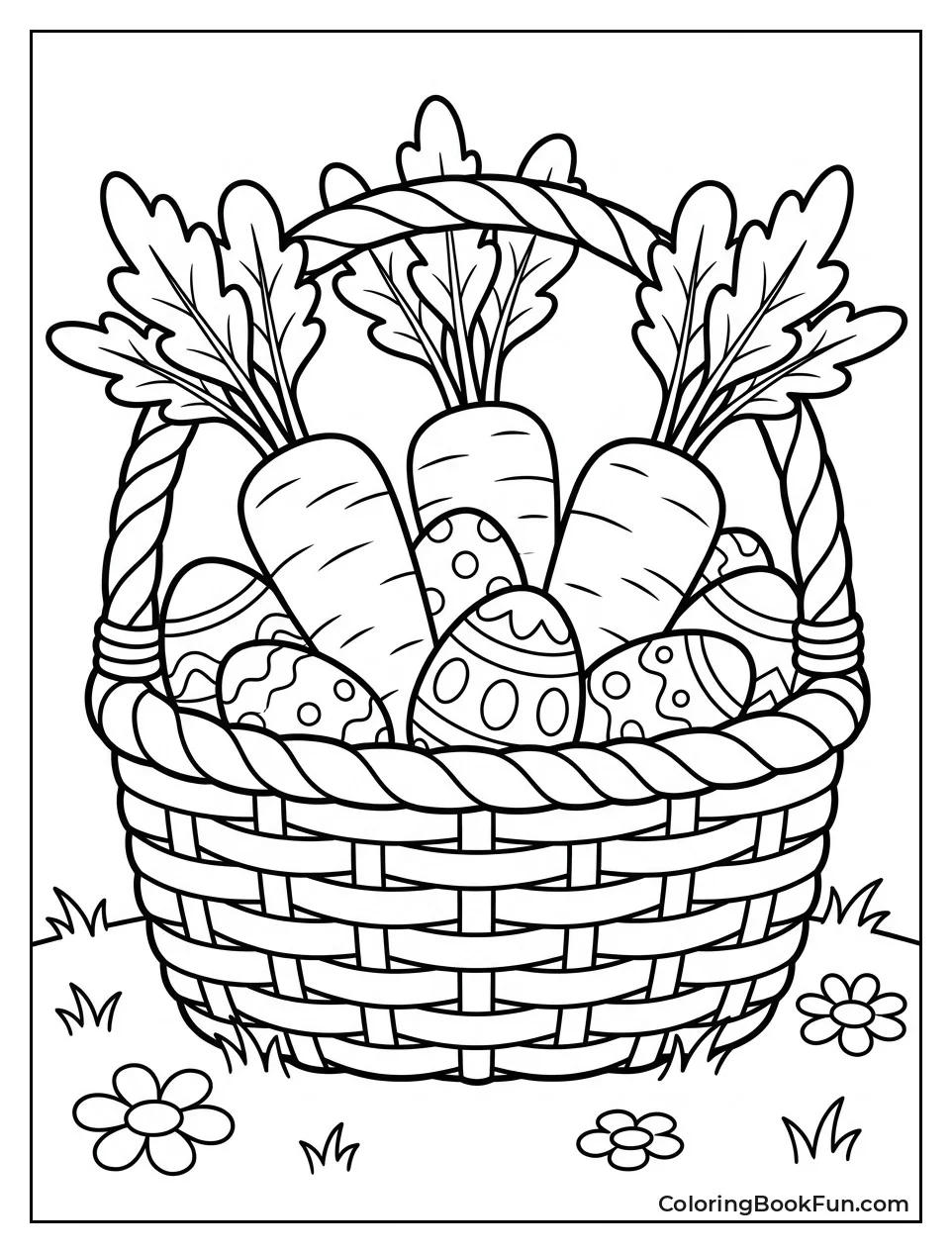 Easter Basket with Eggs and Carrots