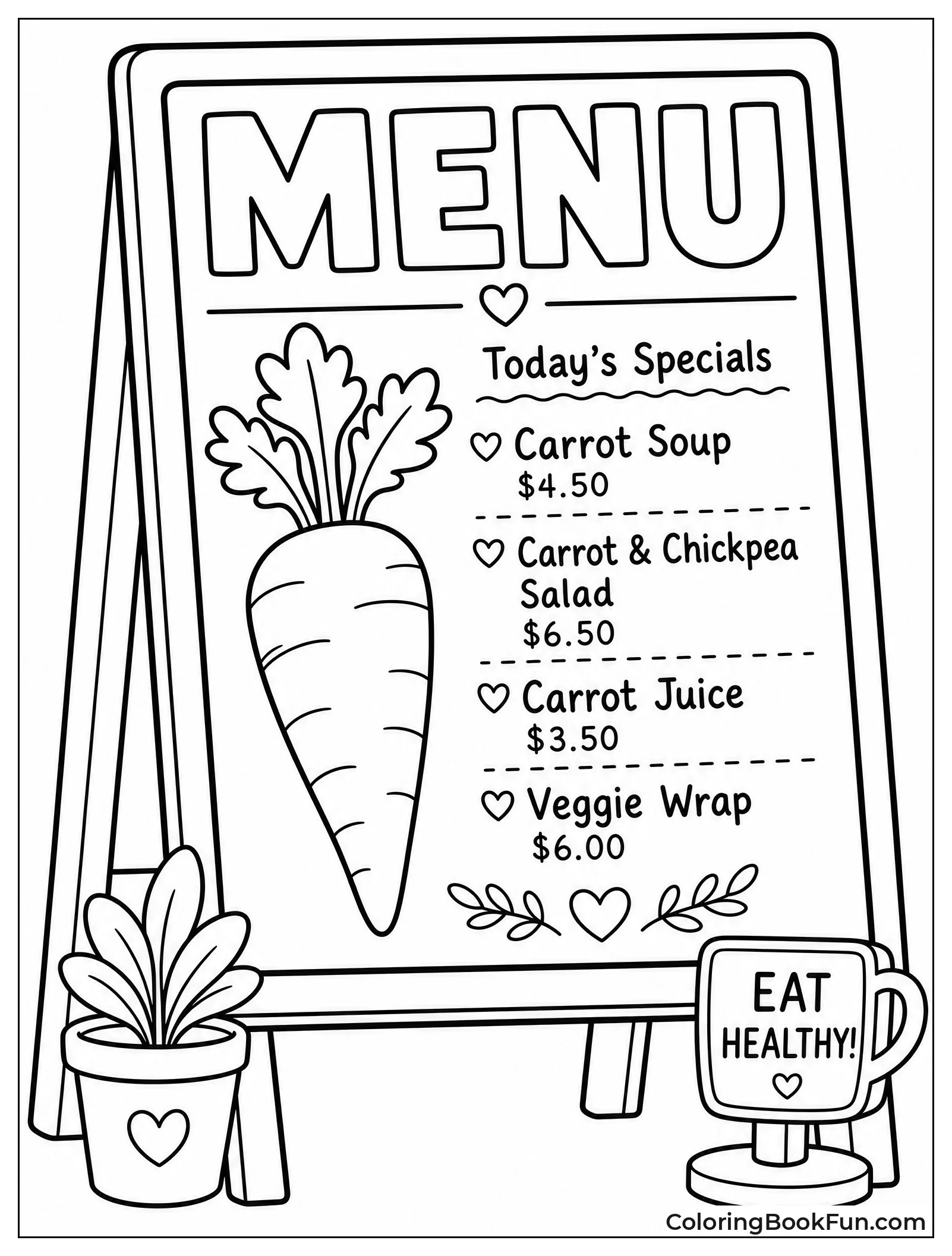 Chalkboard Menu with Carrot