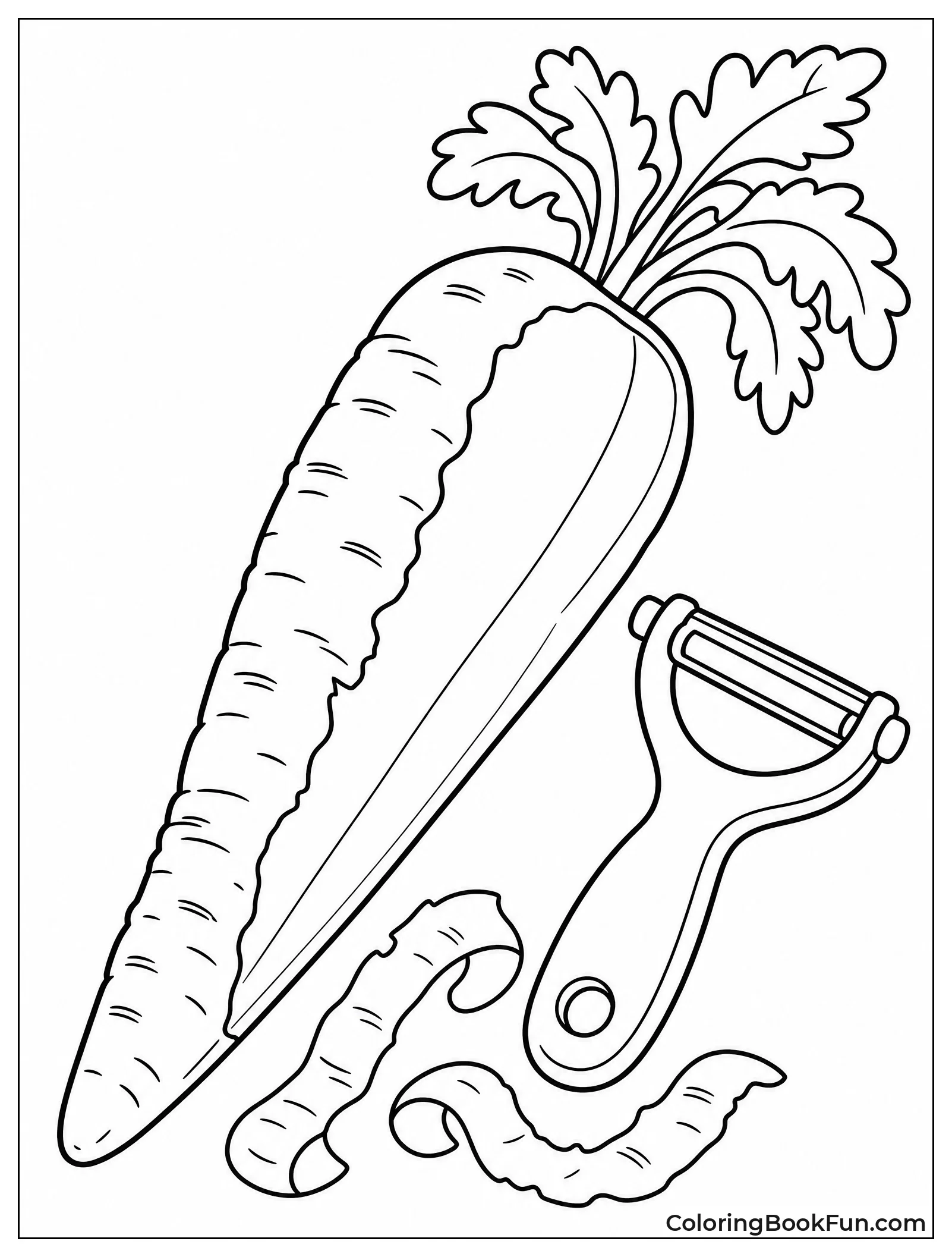 Half Peeled Carrot with Peeler