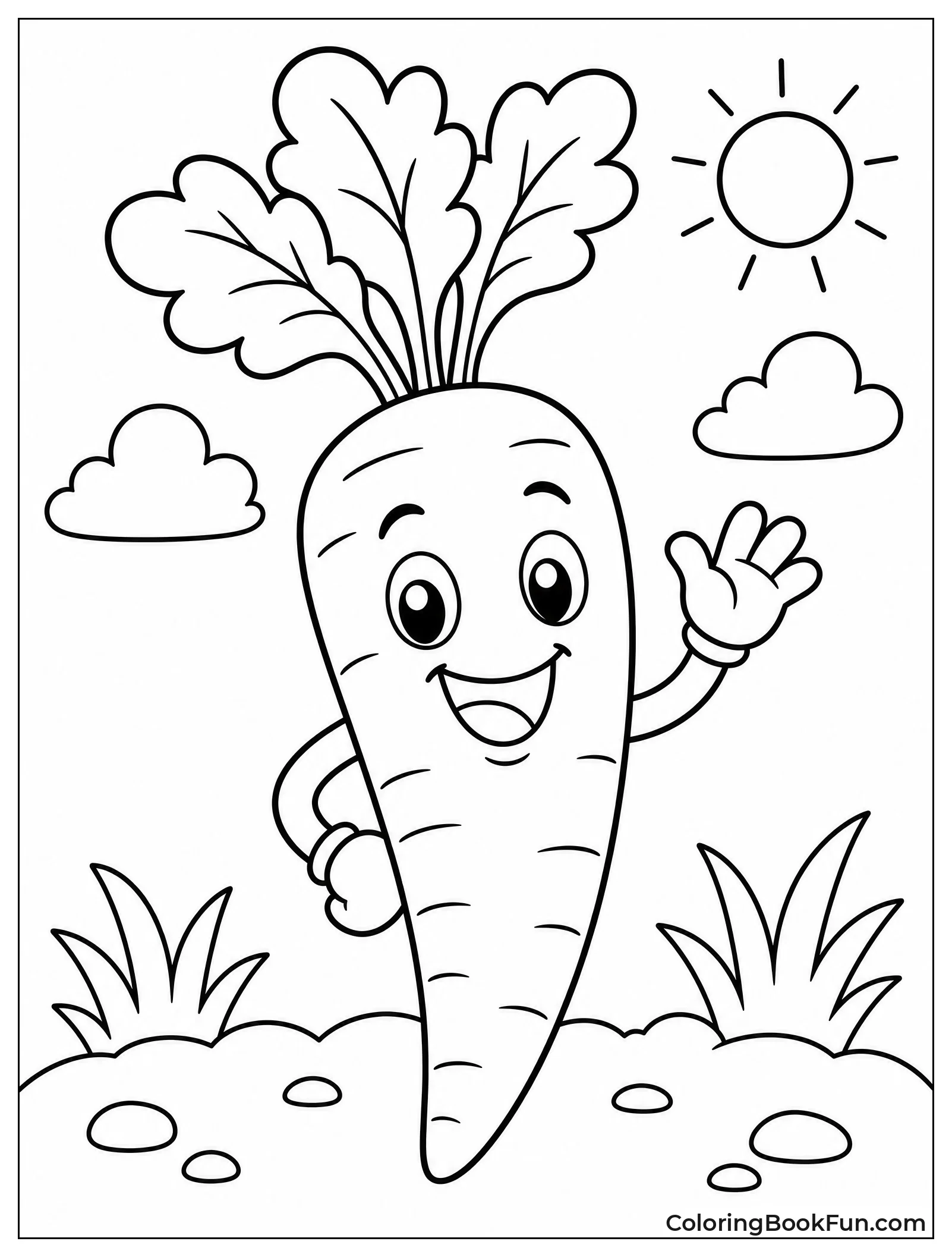 Cheerful Carrot with Smiling Face