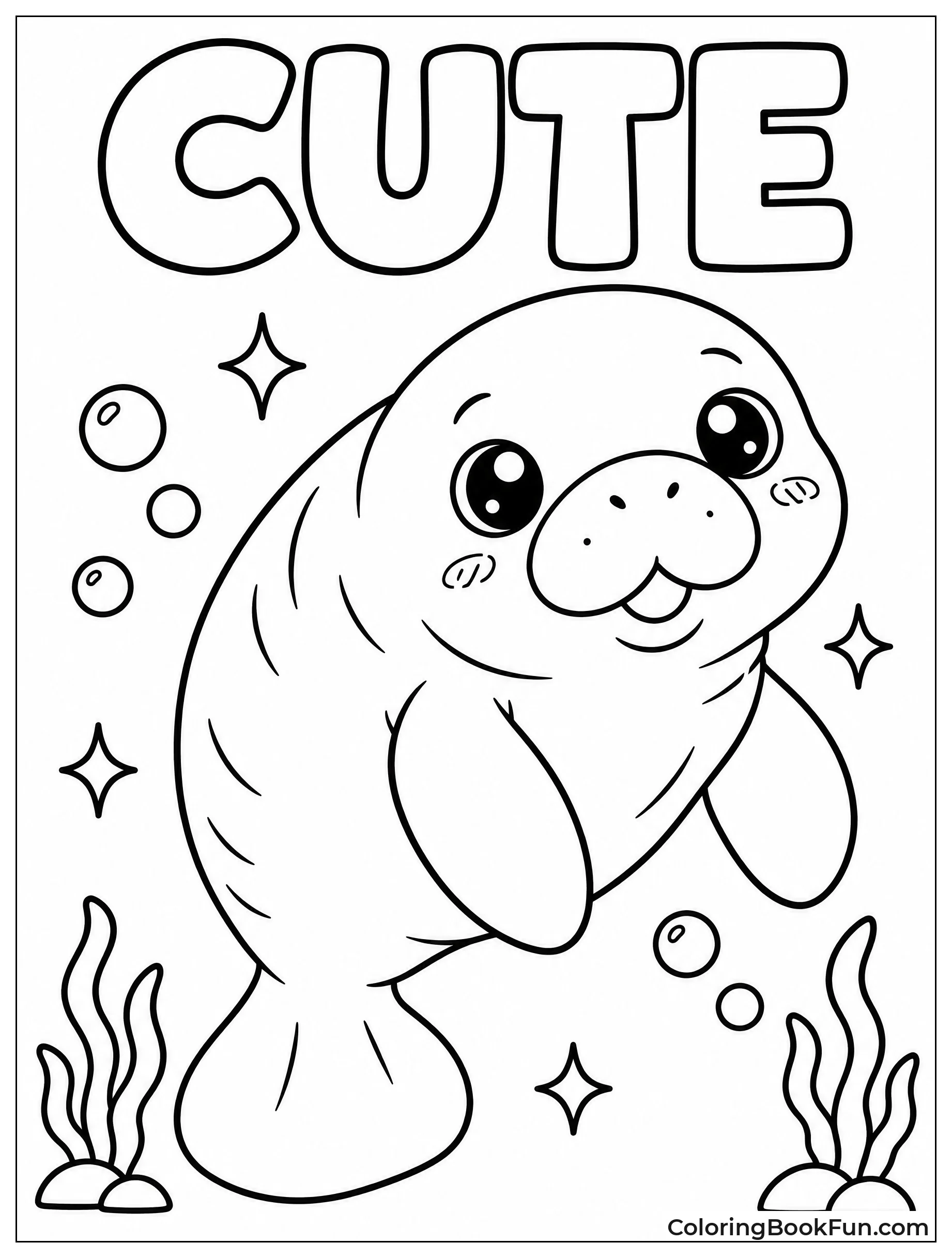 Cute Kawaii Manatee with Sparkles