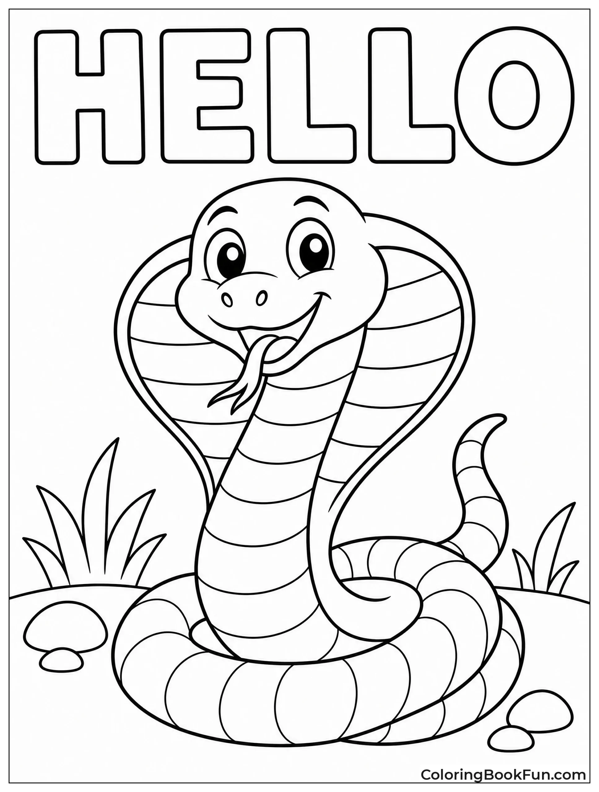 Friendly Cartoon Cobra with Big Eyes
