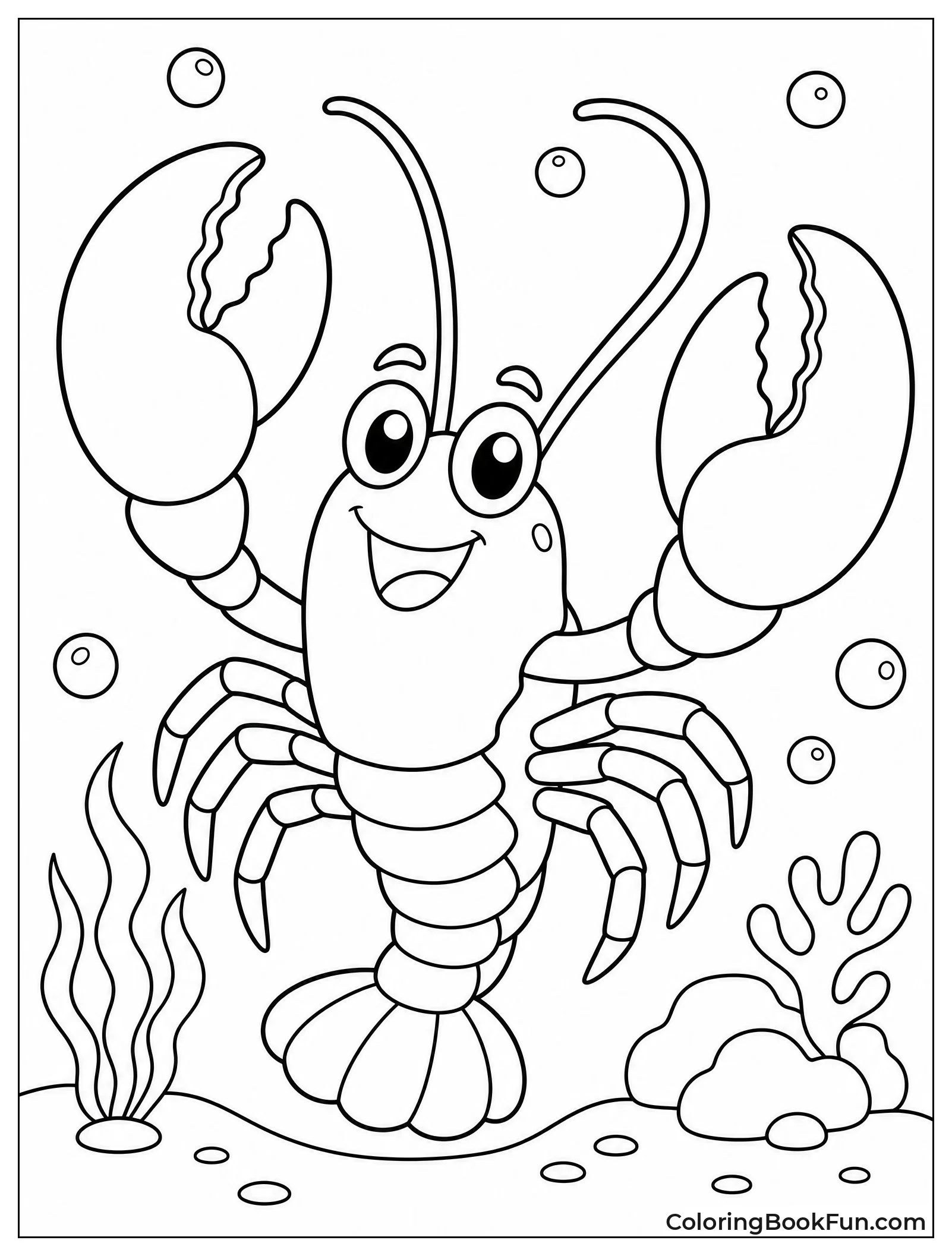 Cheerful Lobster with Oversized Claws