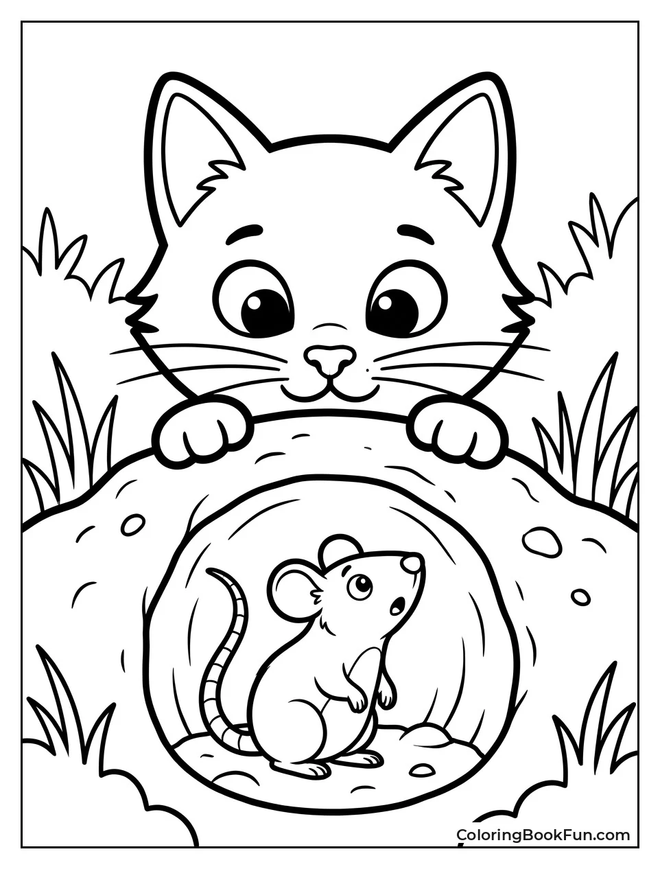 Cat Peering into Rat Home