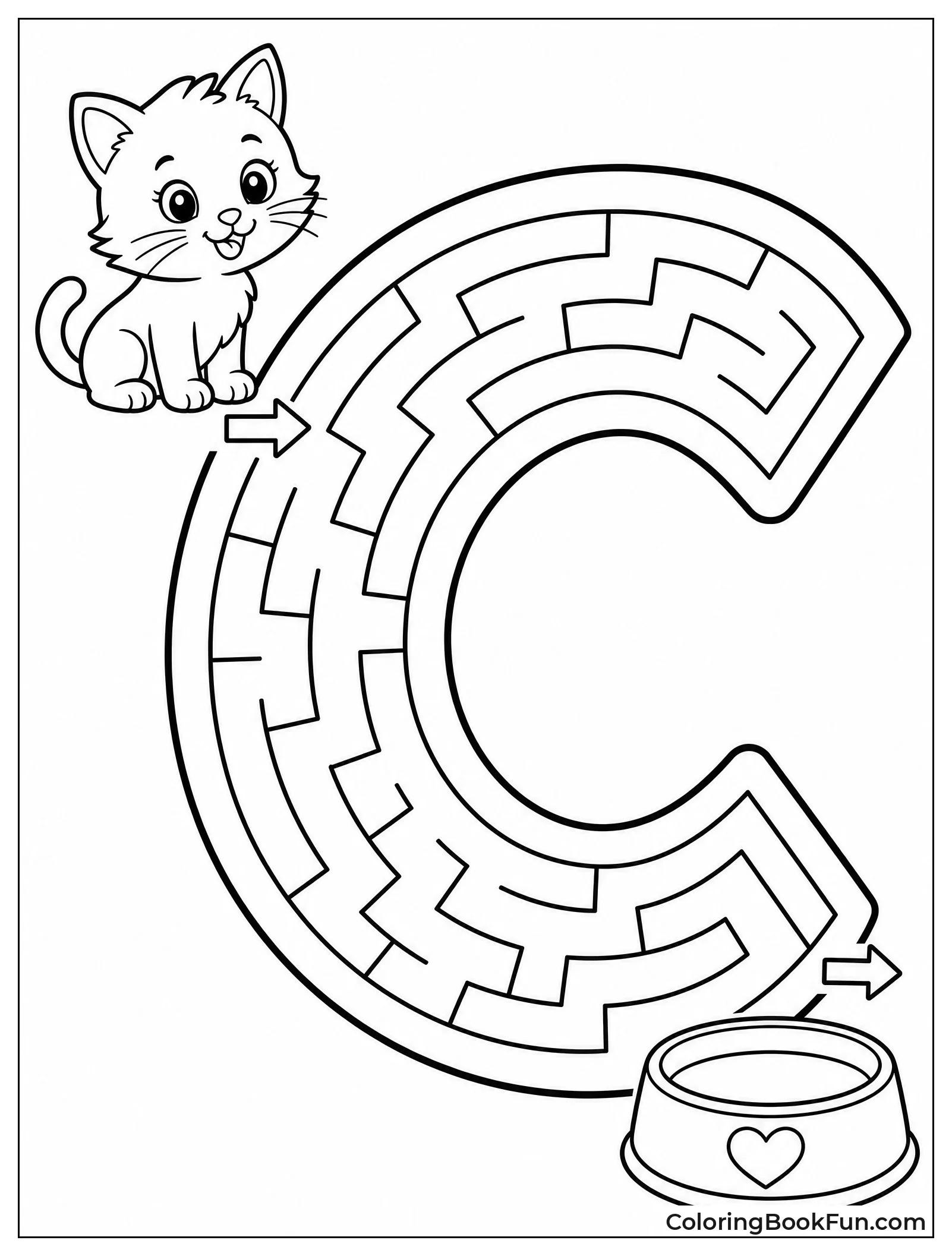 Kitten Finds Milk in C Maze