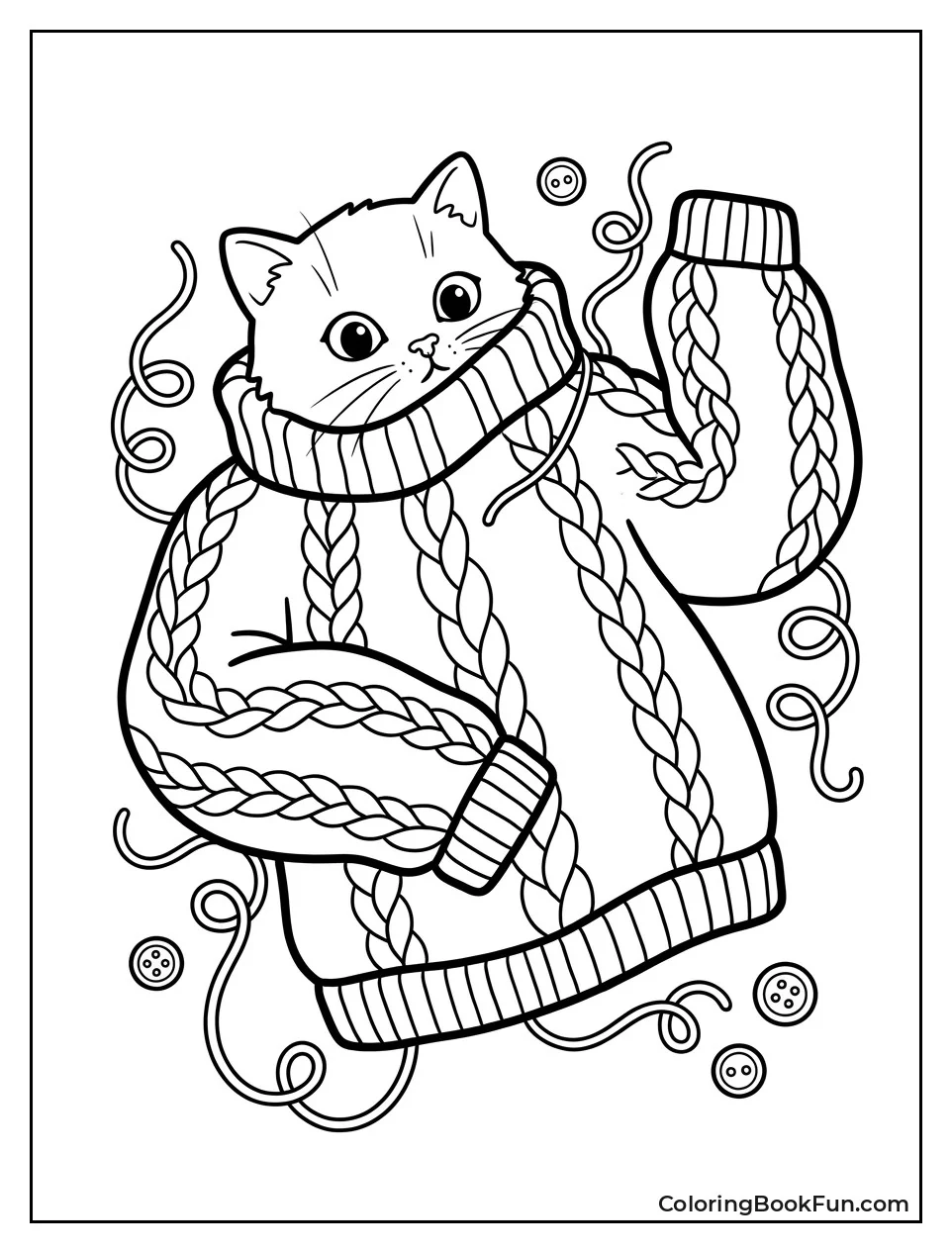 Cat Peeks from Tangled Sweater
