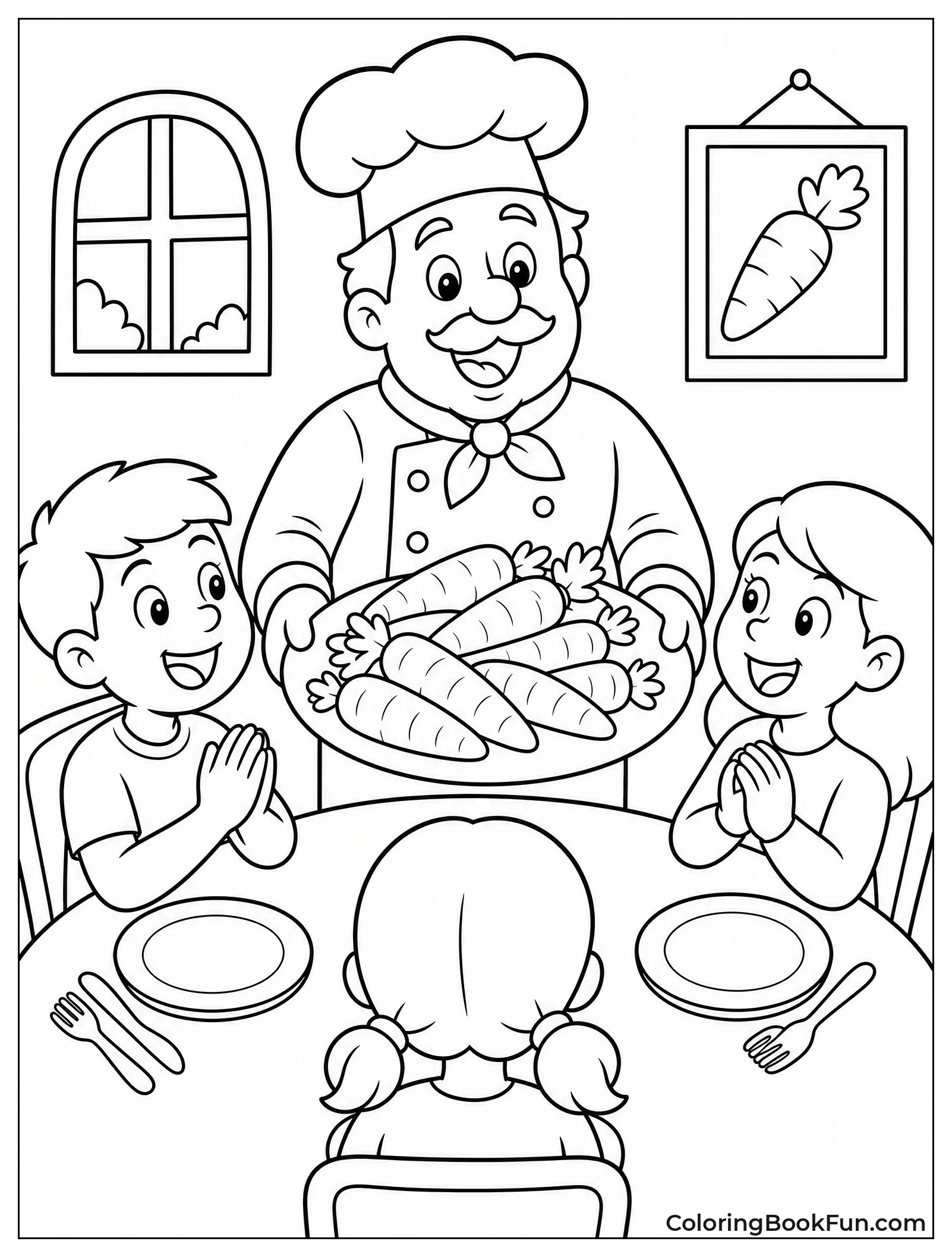 Chef Serving Platter of Carrots