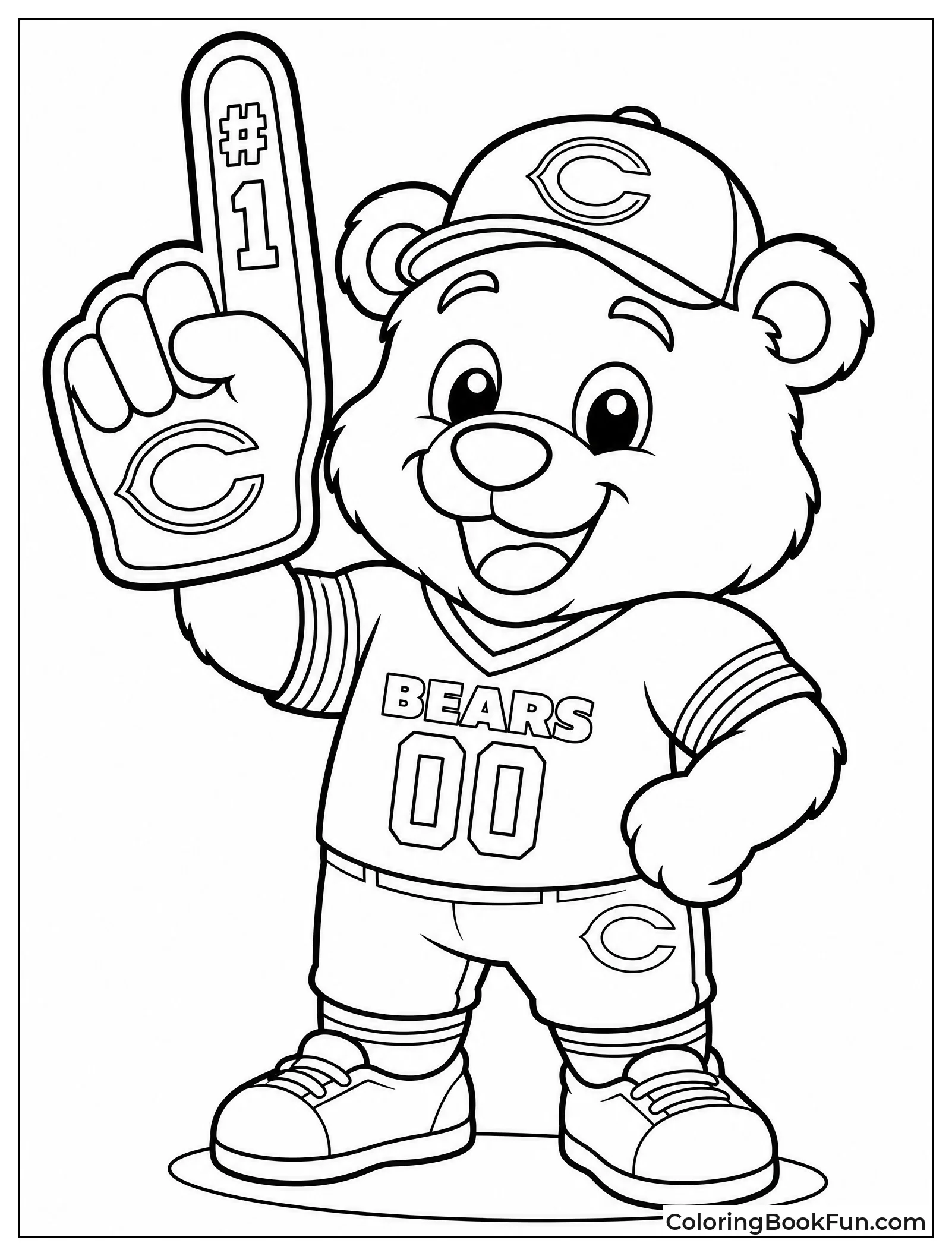 Cute Bear Holds Foam Finger