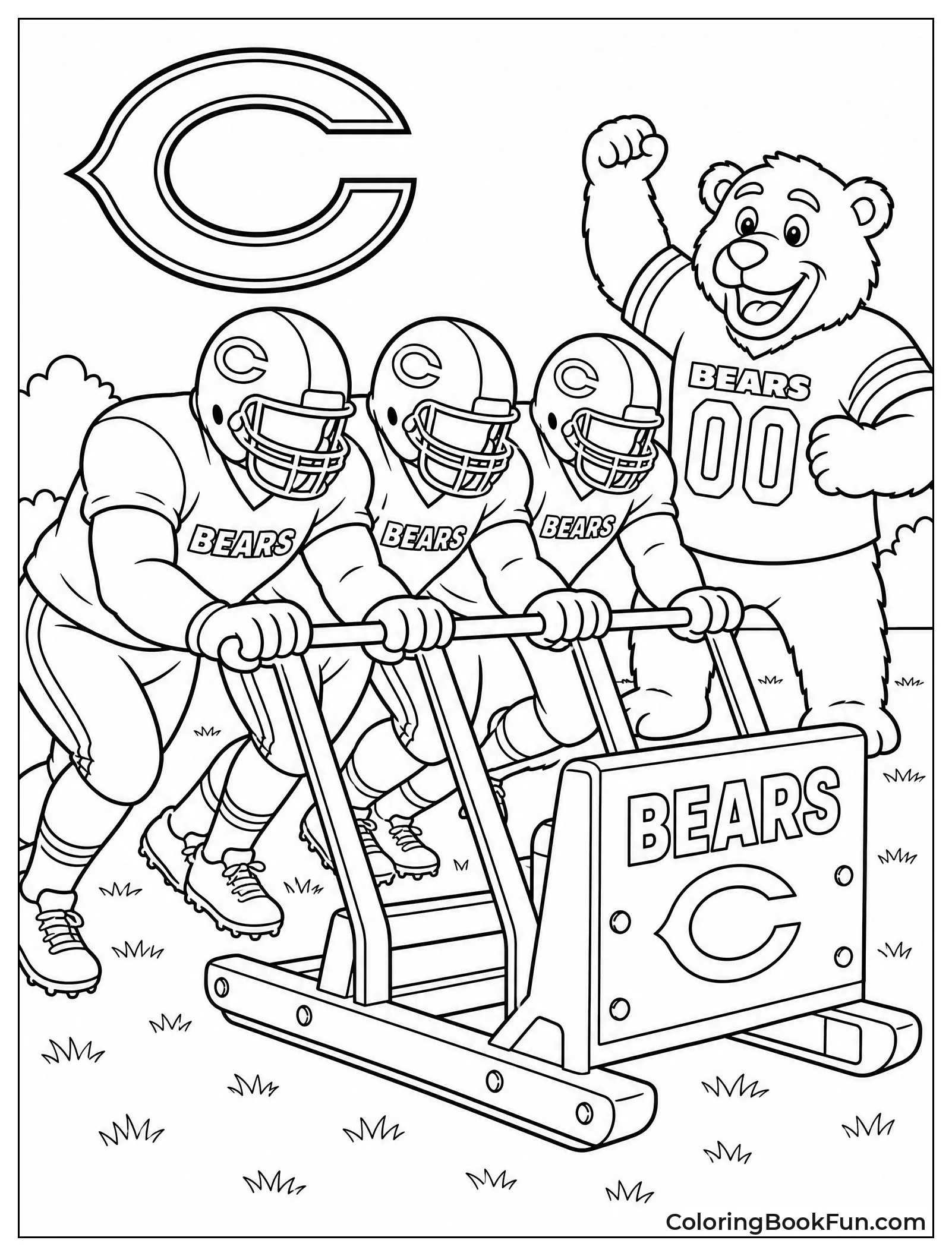 Players Push Heavy Blocking Sled