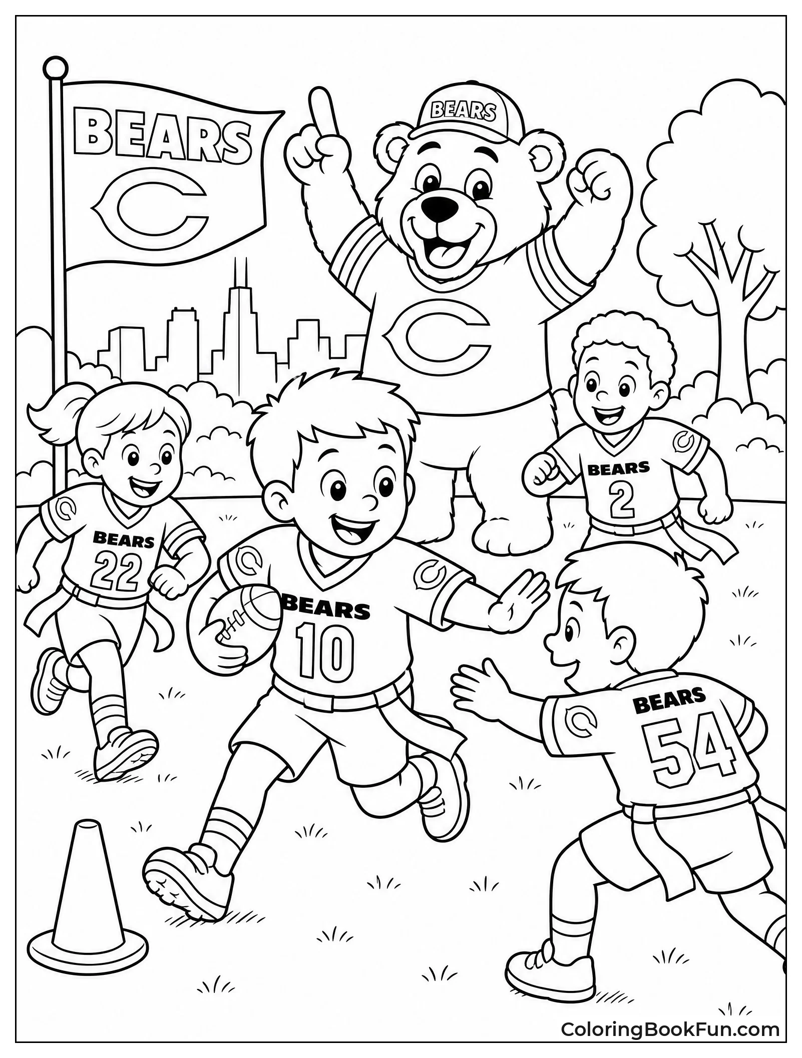 Kids Play Flag Football Outside