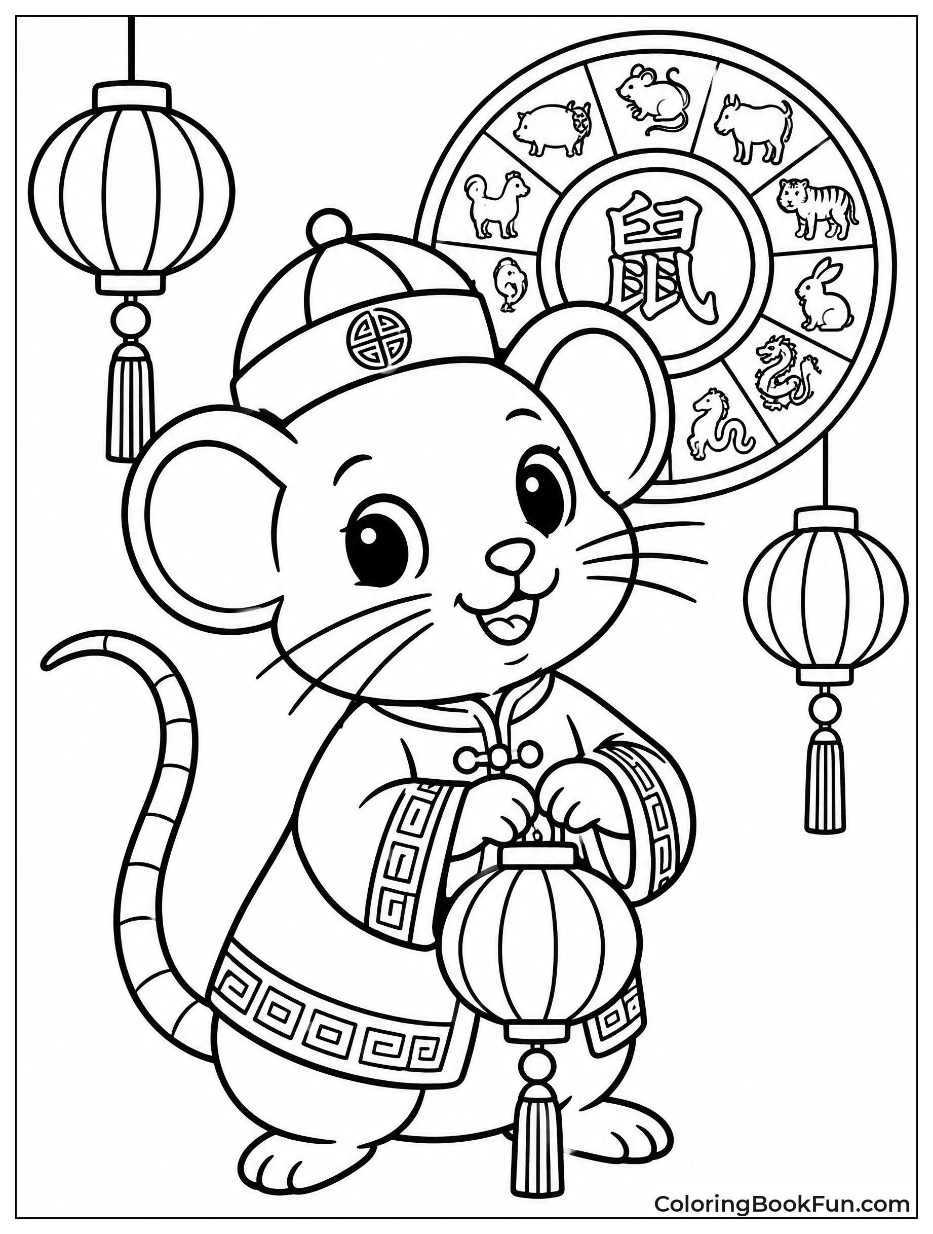 Rat Wears Traditional Chinese Clothes
