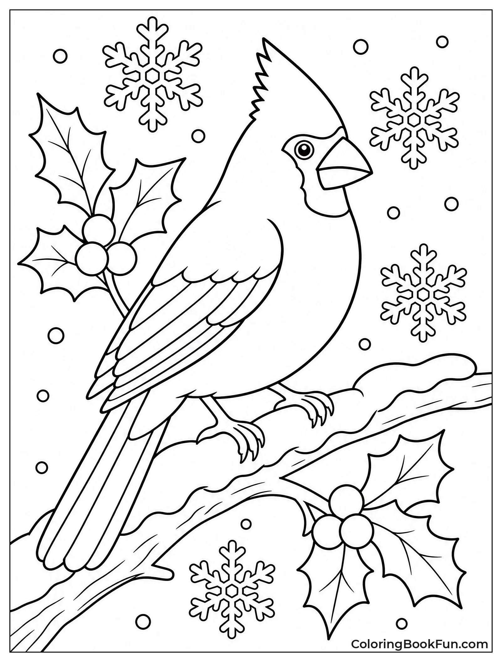Christmas Cardinal by Snowy Branch