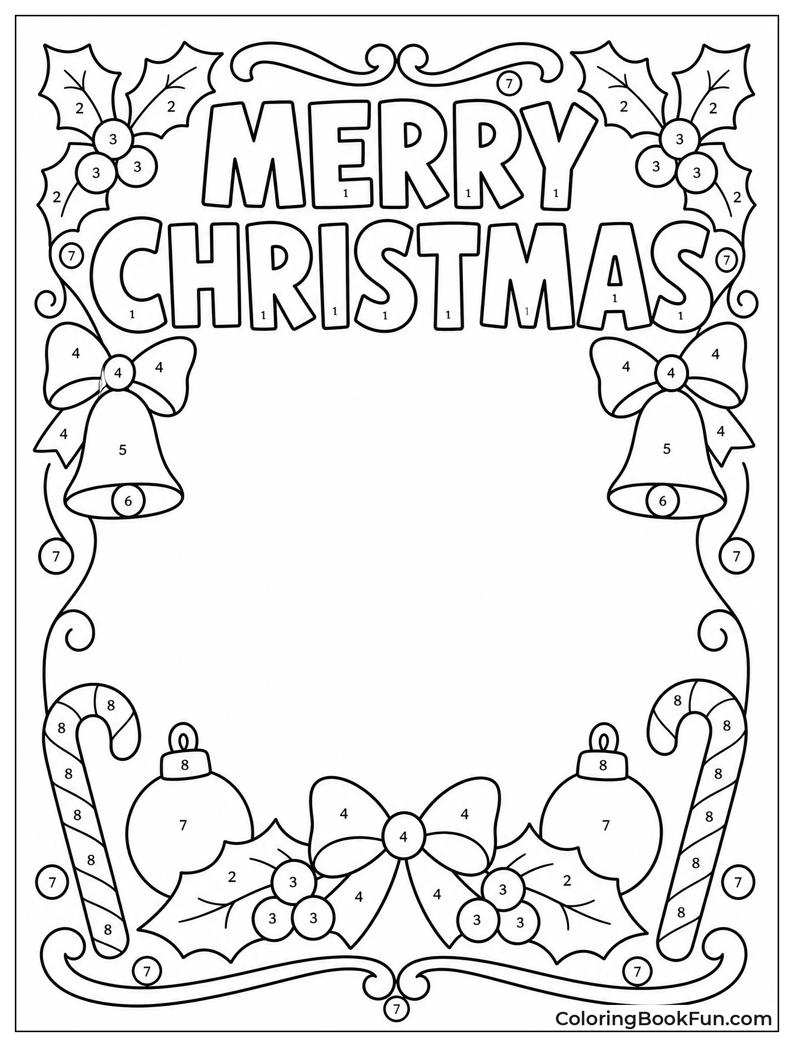 Ornate Frame with Holly and Bells
