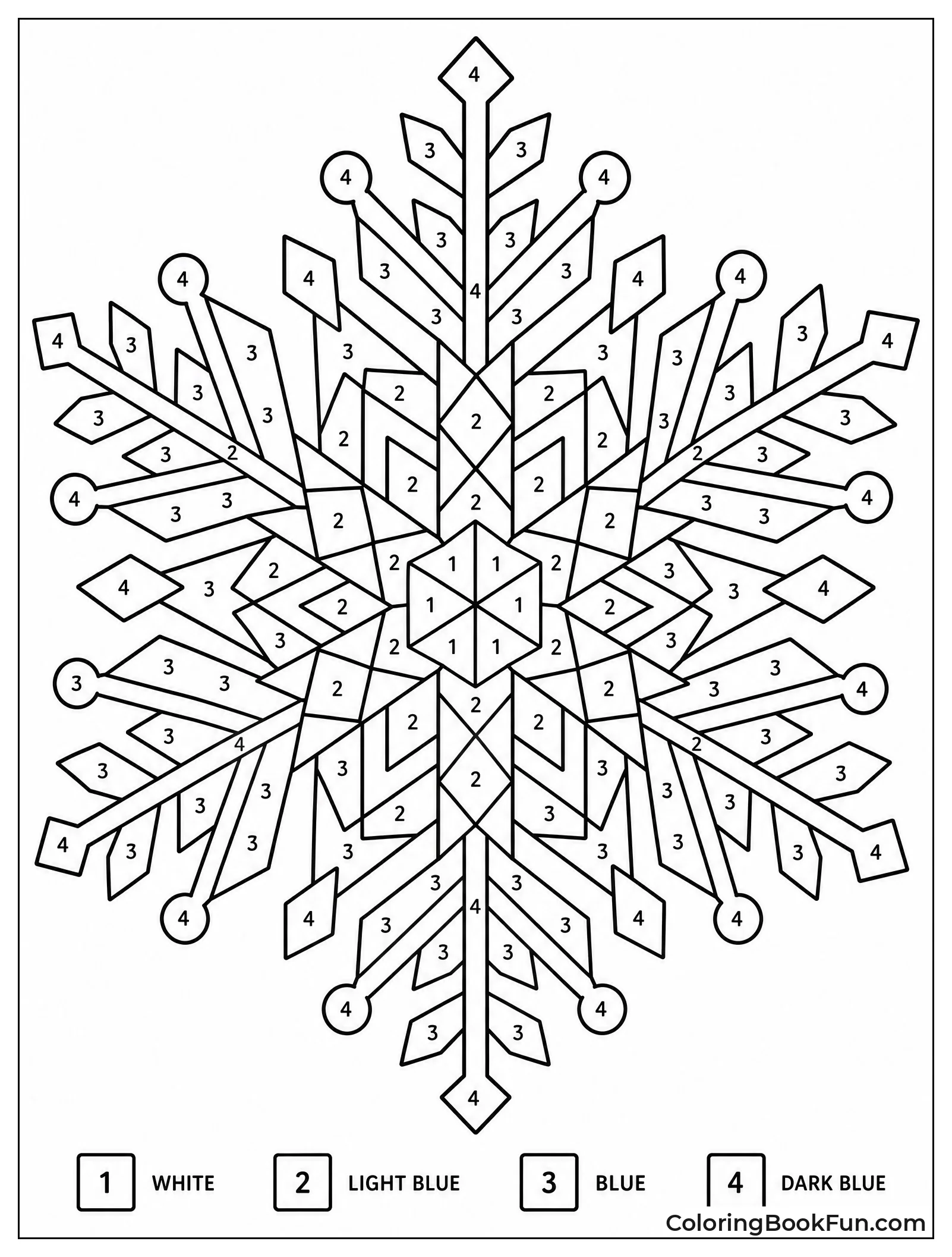 Complex Snowflake Design in Blue and White