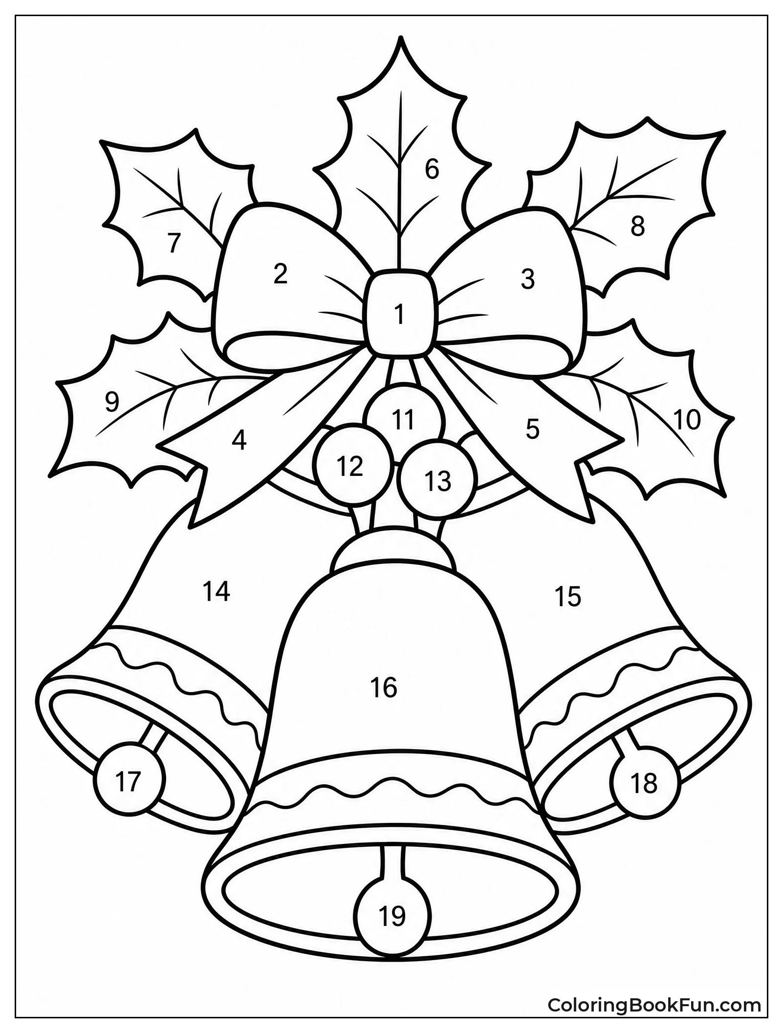 Golden Bells with Holly and Ribbons