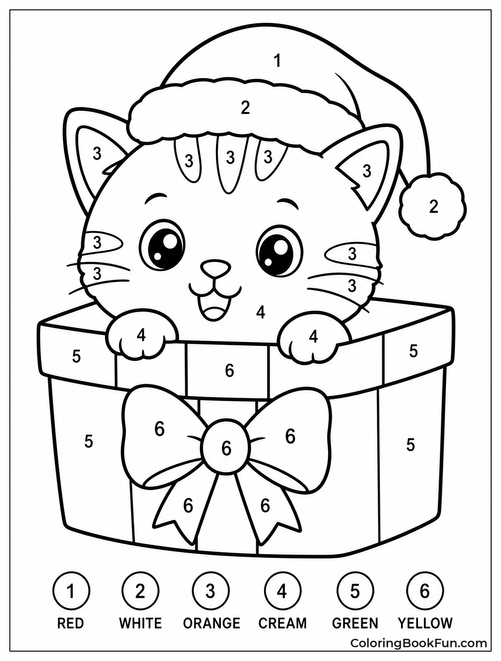 Cat Wearing Santa Hat in Box