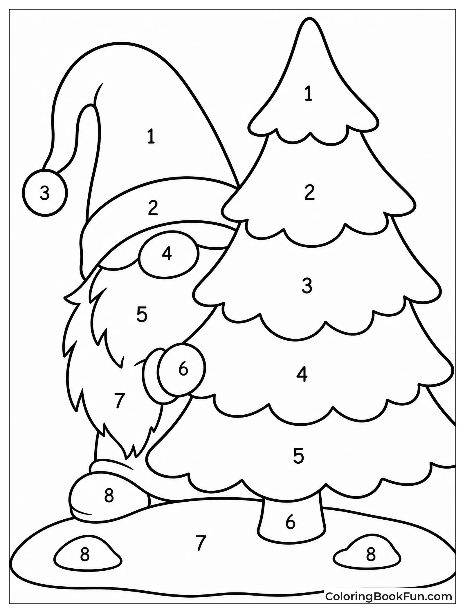 Gnome Hiding Behind Pine Tree