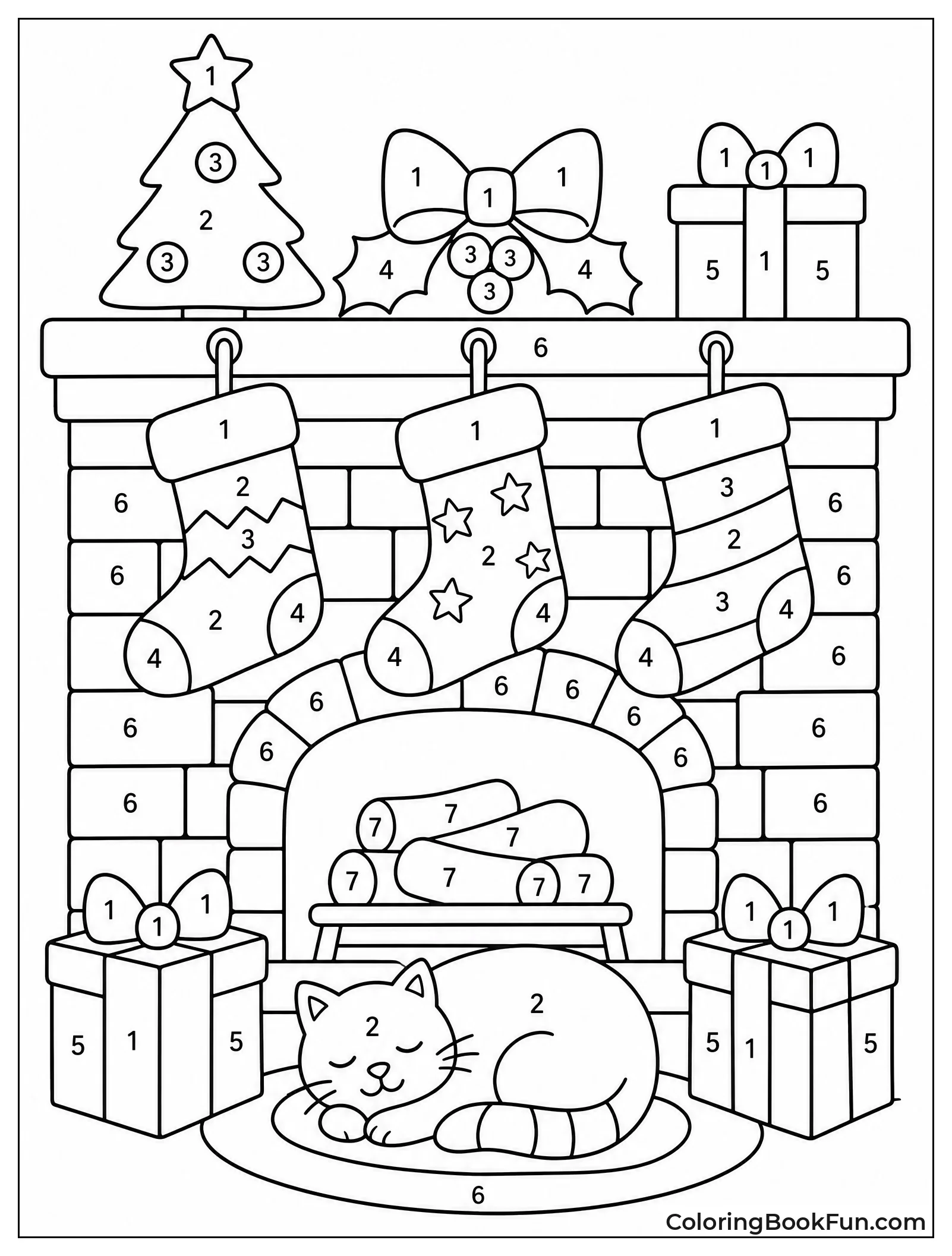 Stockings Hanging by Fireplace with Cat