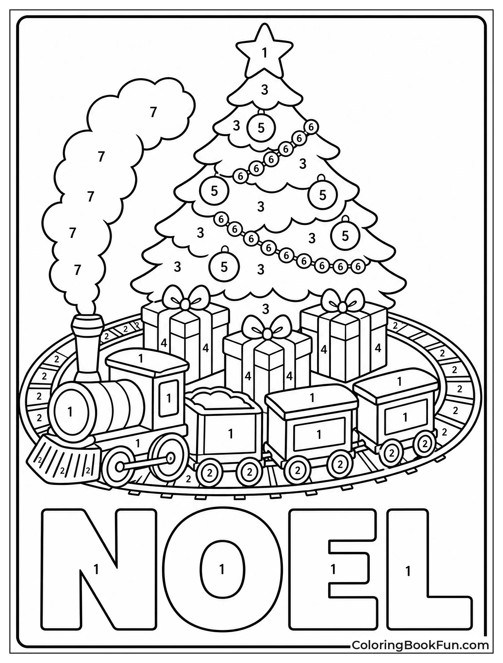 Toy Train Circling Around Christmas Tree