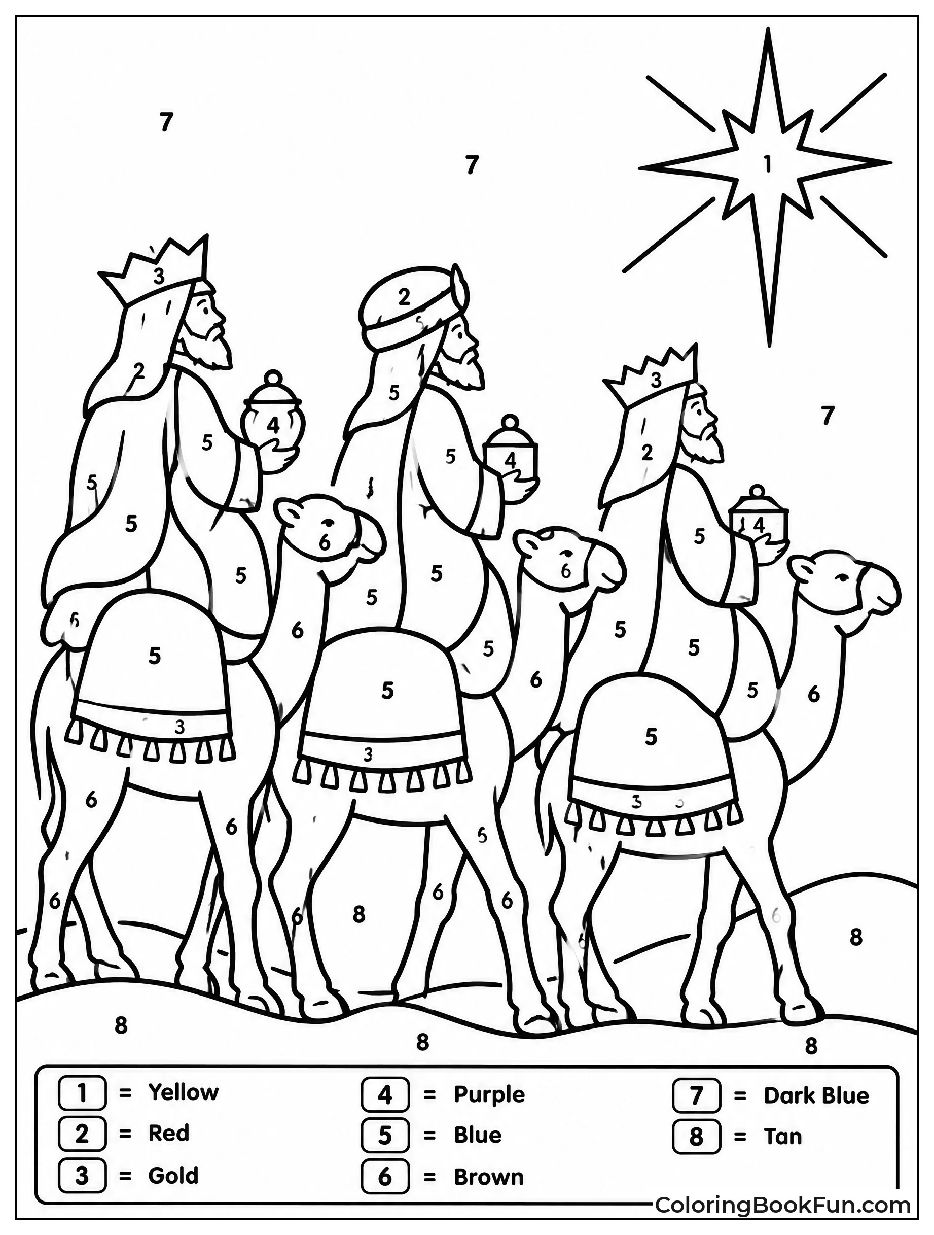 Three Kings Riding Camels to Star