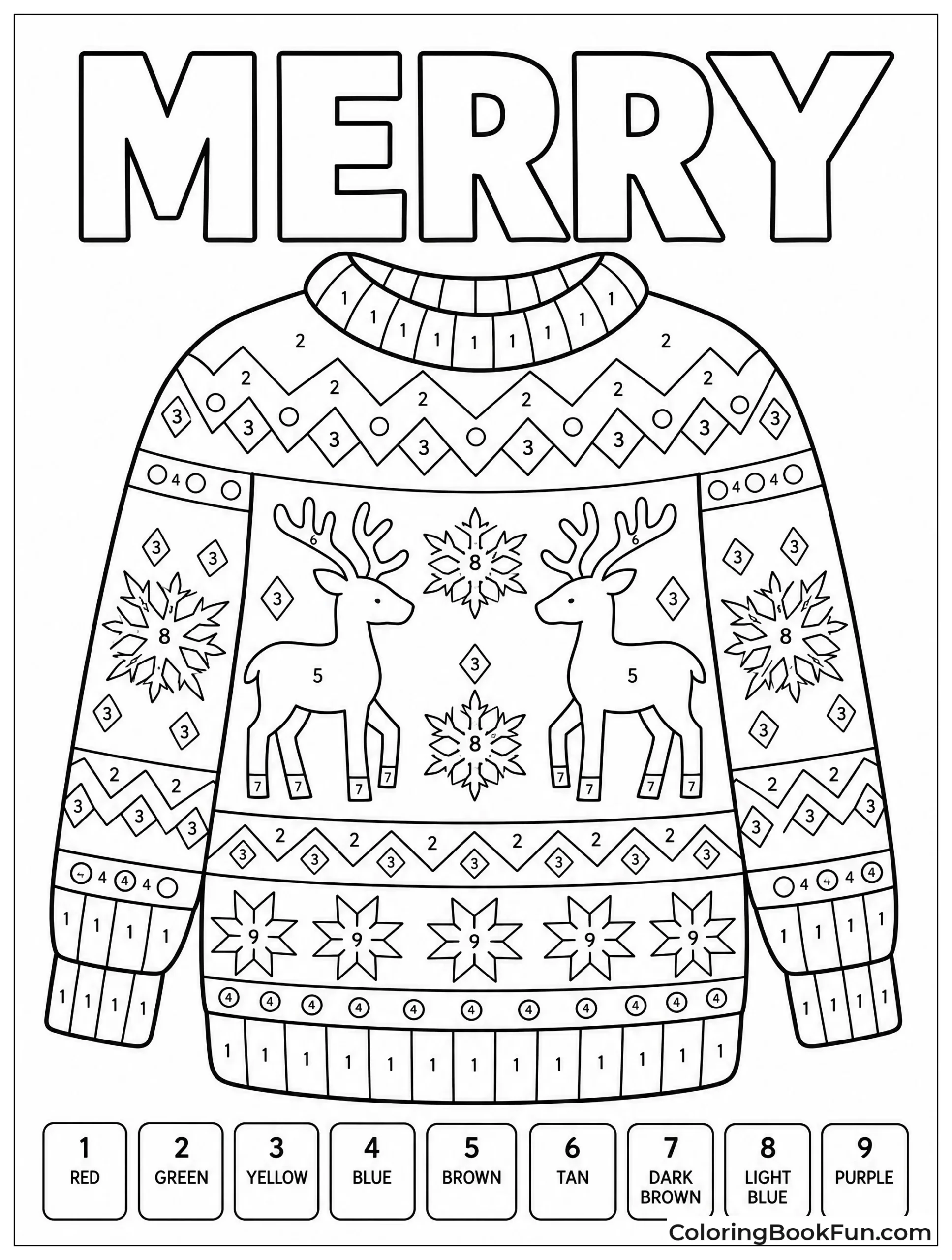 Knit Sweater with Reindeer and Snowflakes