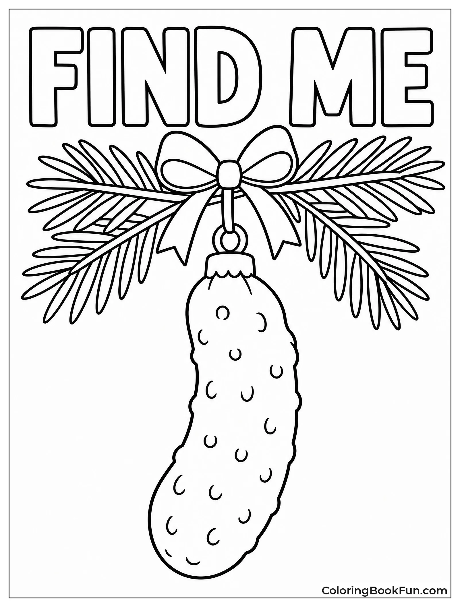 Pickle Ornament on Pine Branch