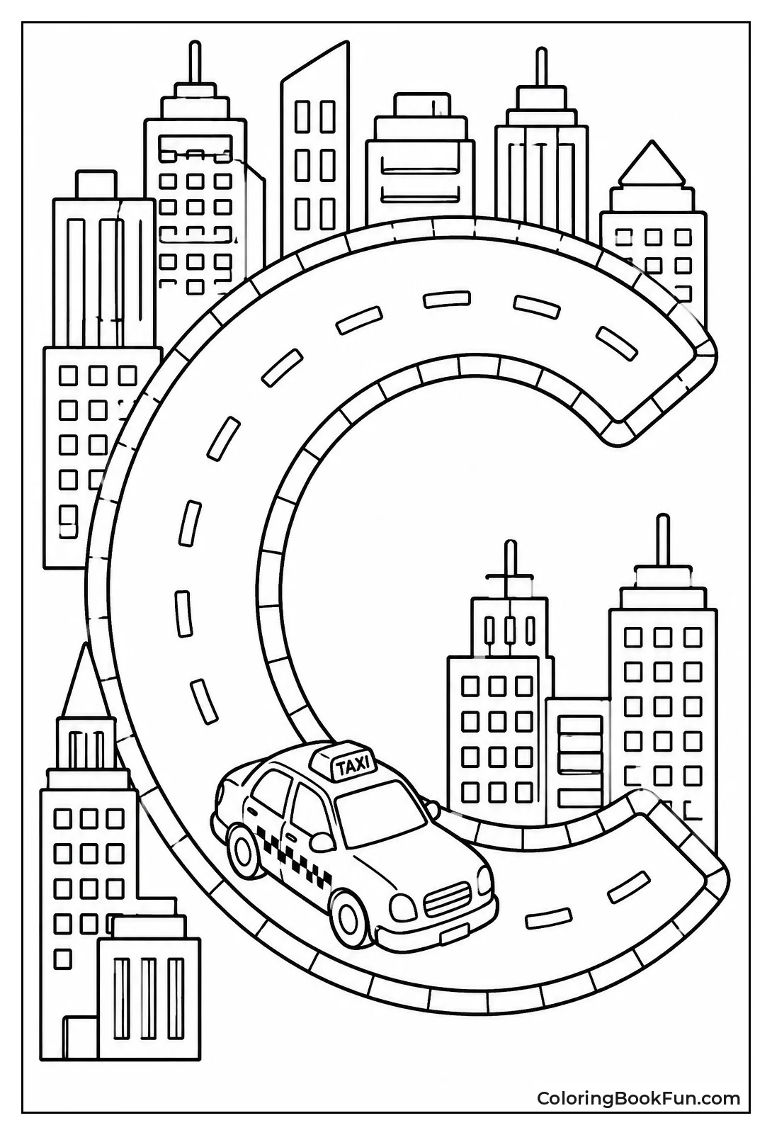 Cab Drives on Curvy C Street