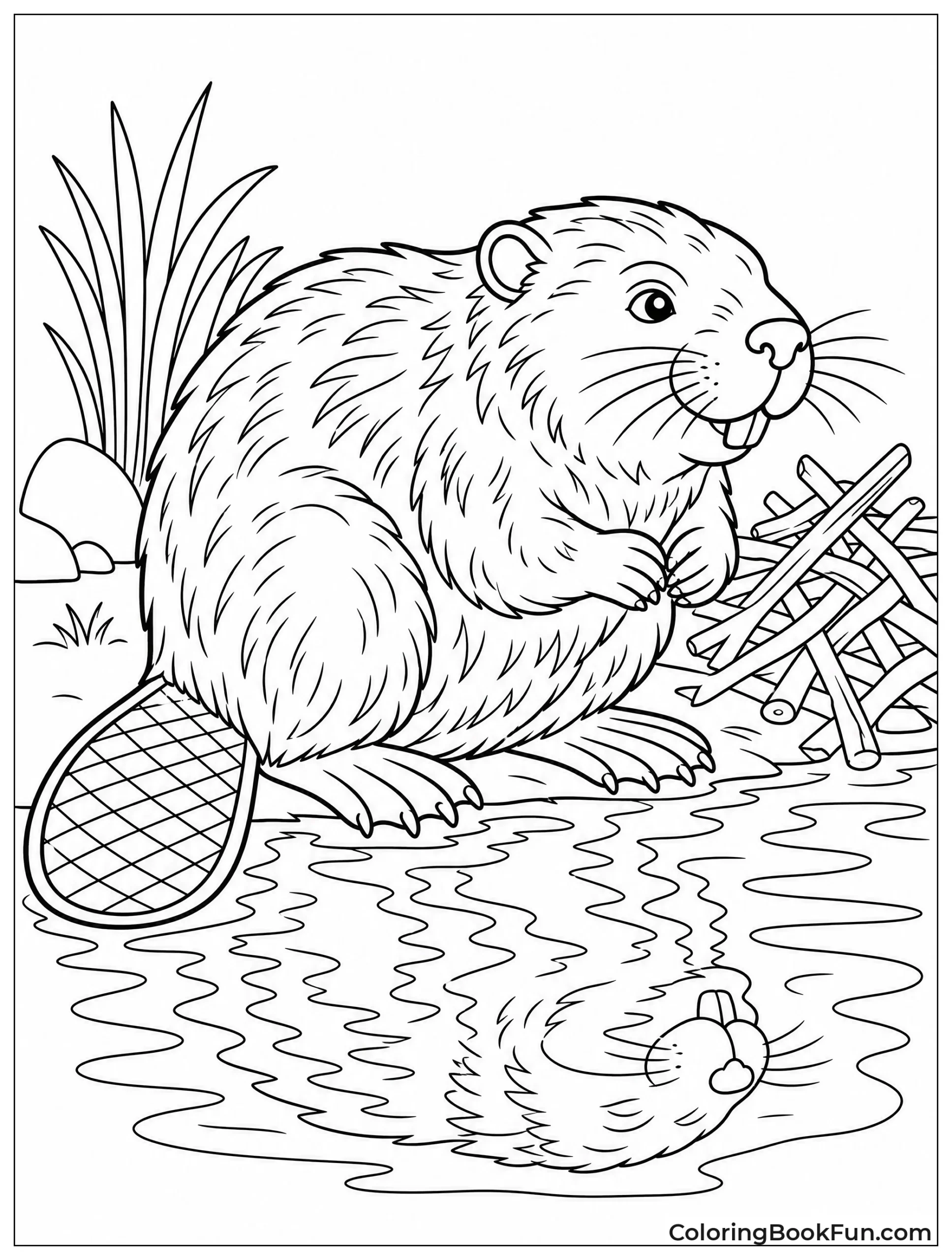 Beaver With Detailed Fur Patterns