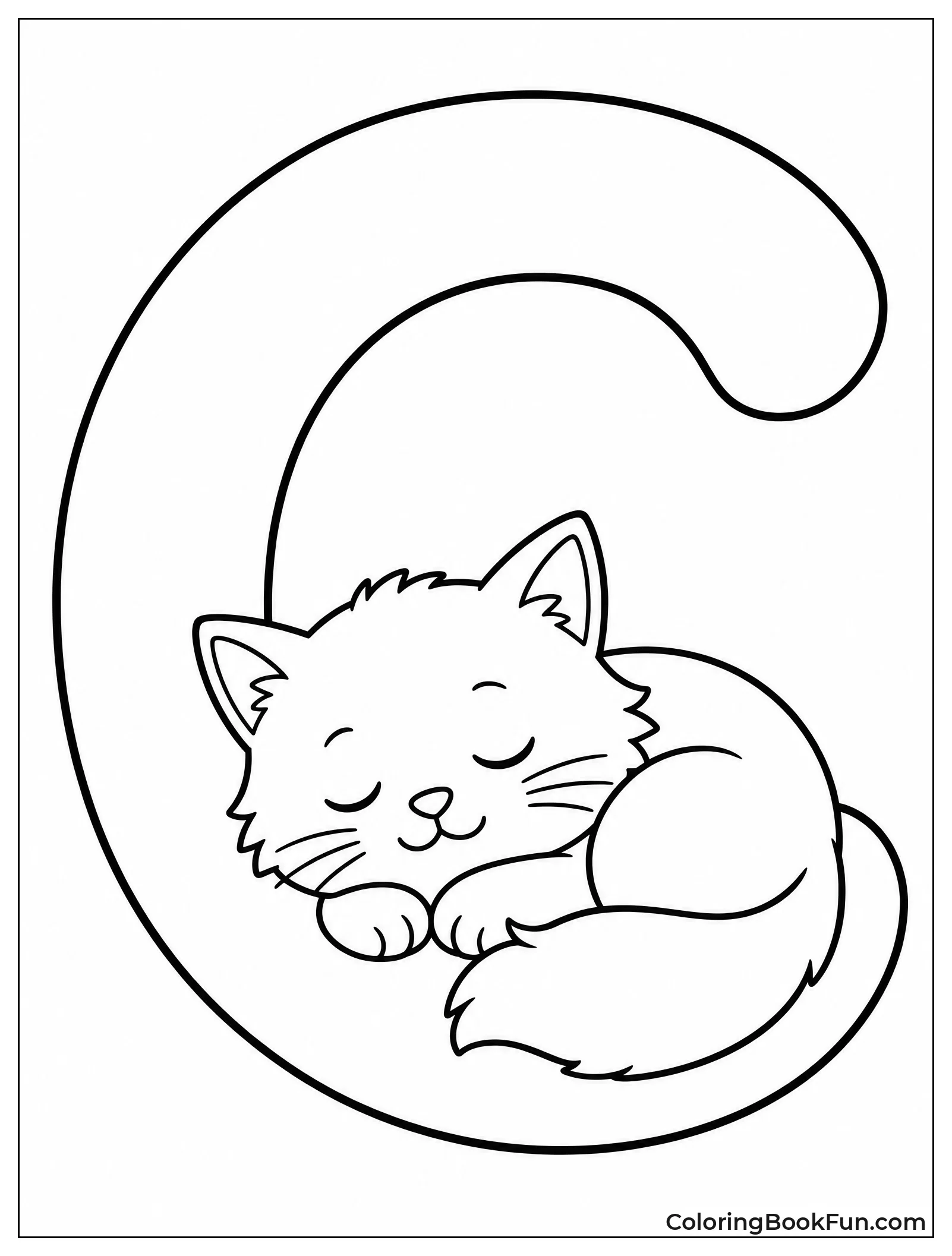 Cat Sleeps Inside Cozy Letter C