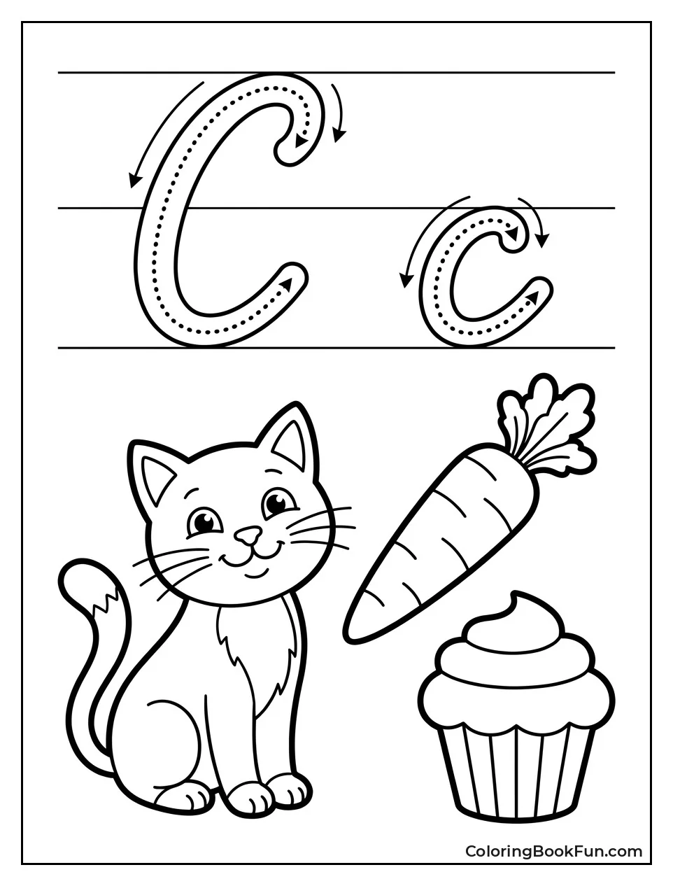 Practice Cursive C with Dotted Lines