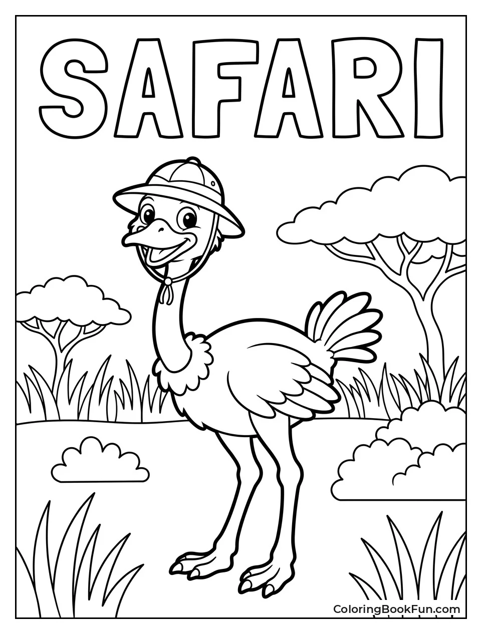 Ostrich Wears Silly Safari Hat